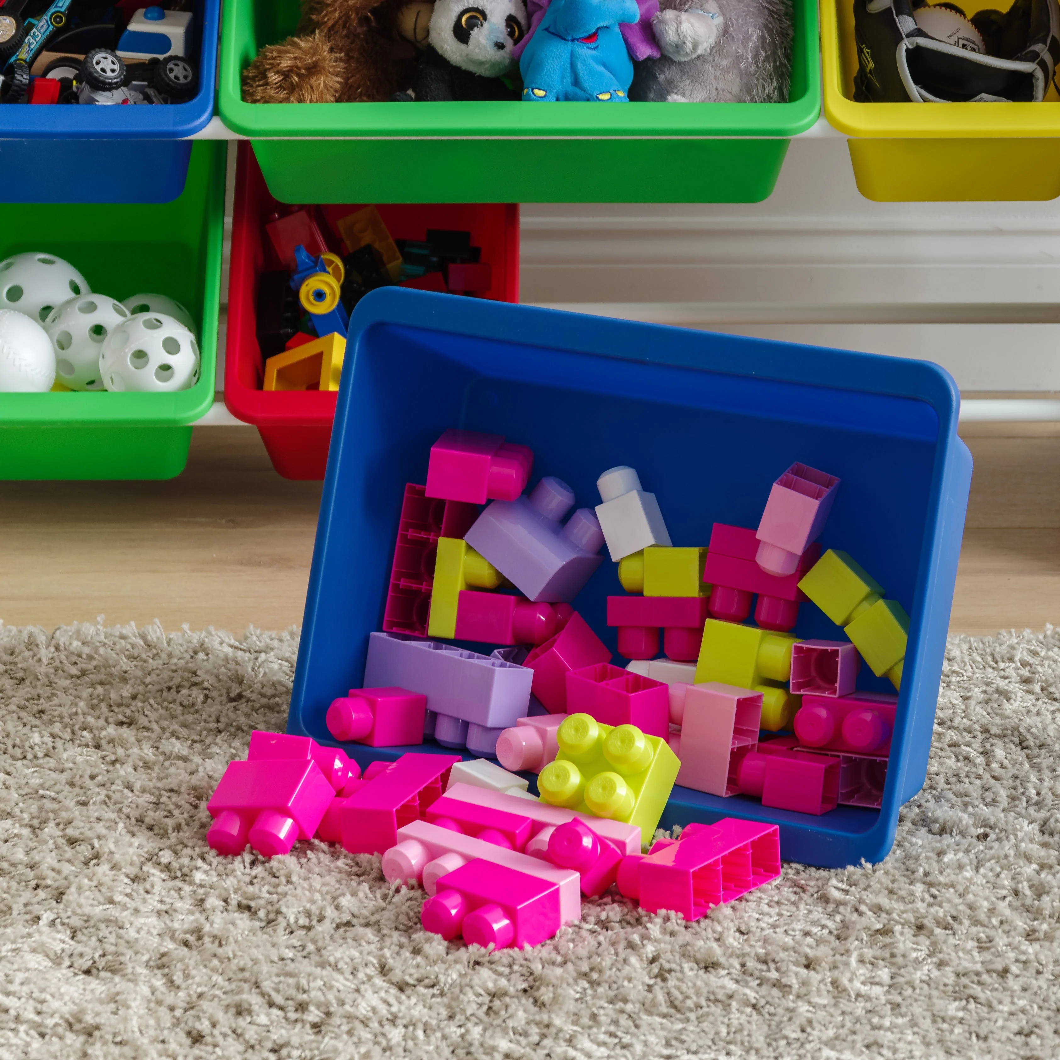 Large Multi-Purpose Plastic Bins, 4 Pack, Primary - Image 2