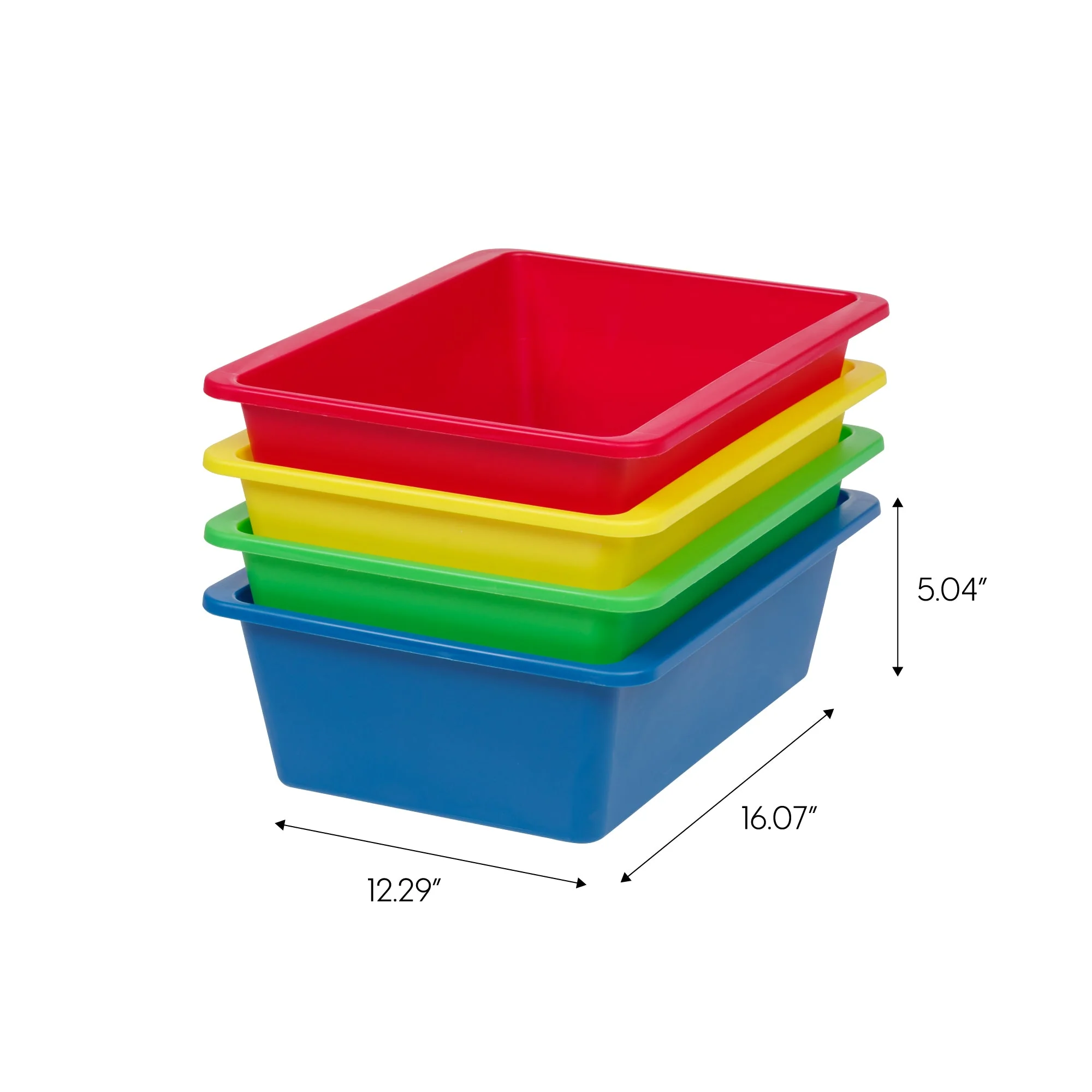 Large Multi-Purpose Plastic Bins, 4 Pack, Primary - Image 3