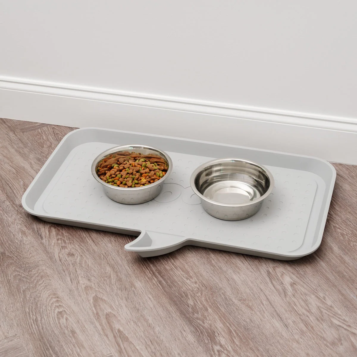 Large "WOOF" Feeding Mat for Dog or Cat, Light Gray - Image 2