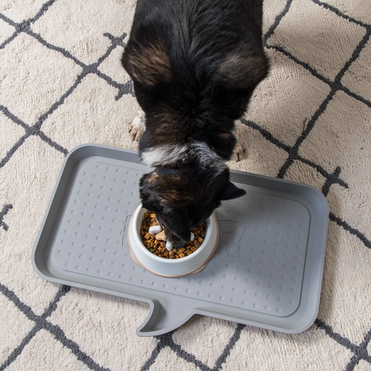 Large "WOOF" Feeding Mat for Dog or Cat, Light Gray - Image 5