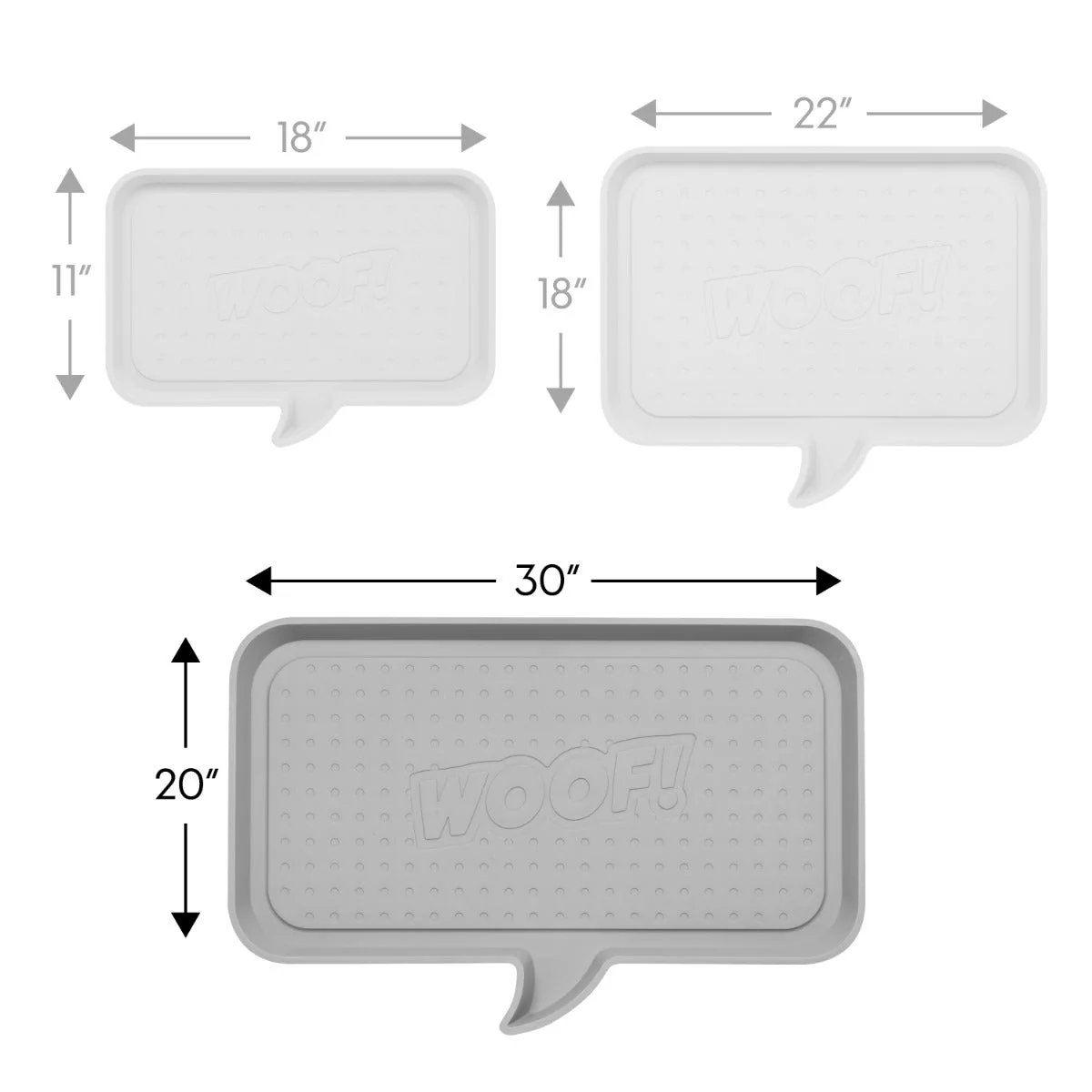 Large "WOOF" Feeding Mat for Dog or Cat, Light Gray - Image 7