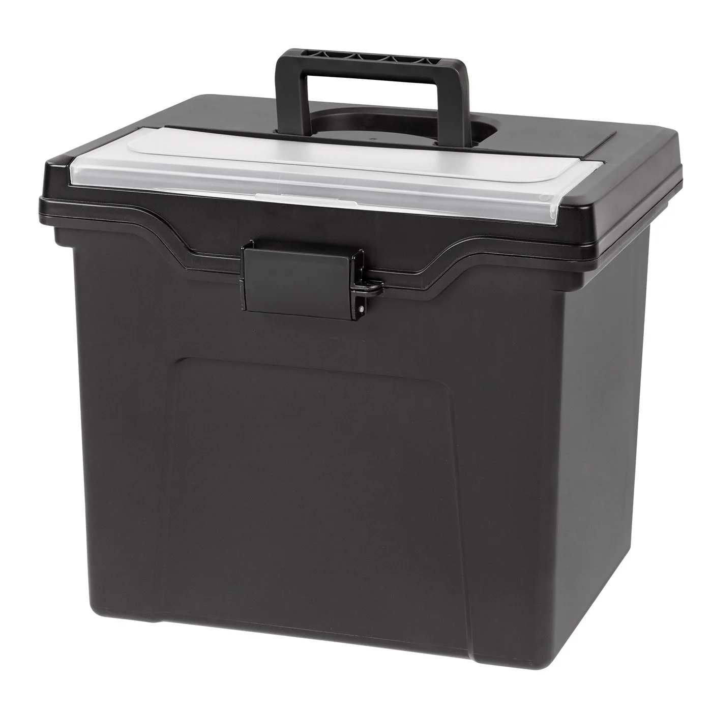 Letter Size Portable File Box With Organizer Lid, 2 Pack, Black