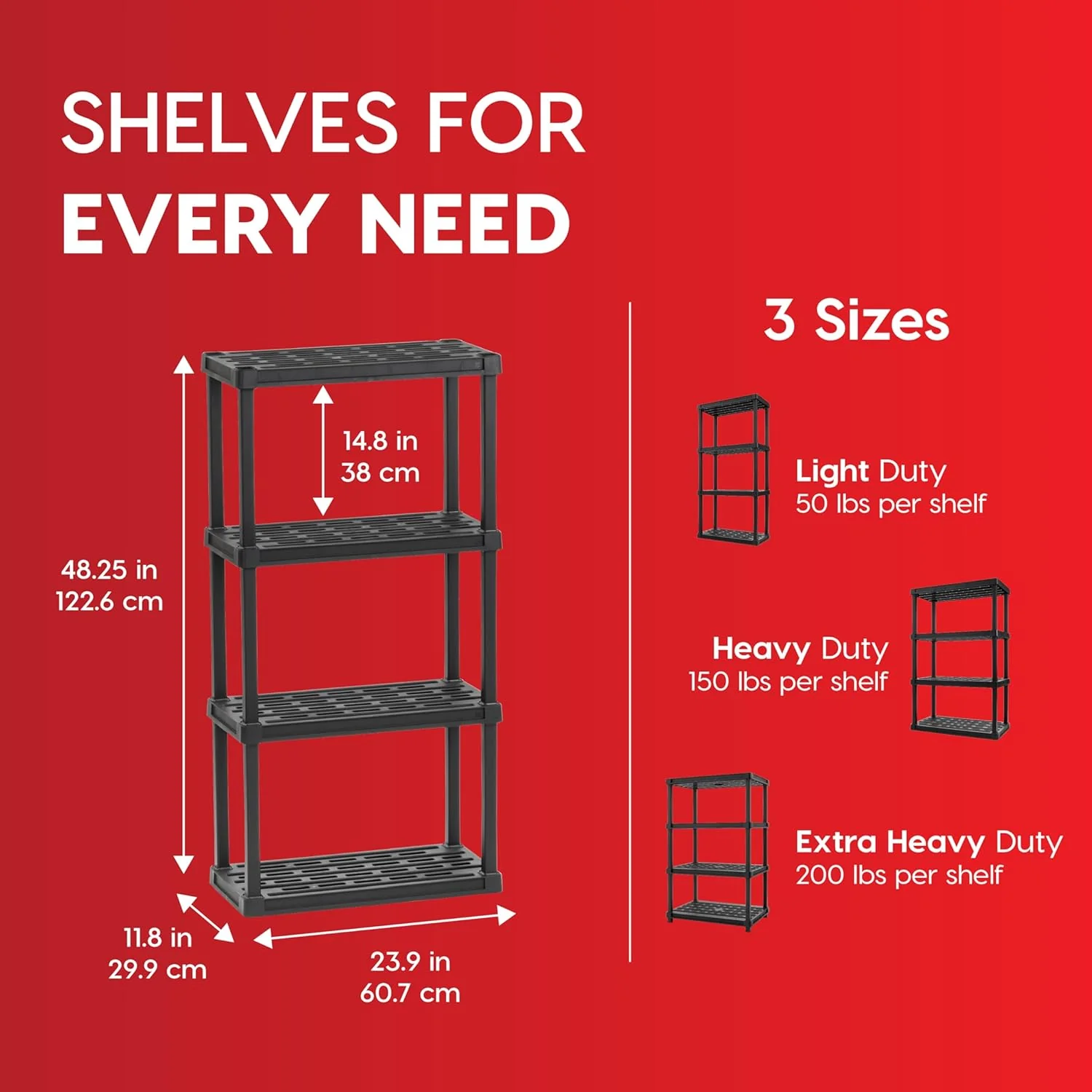 Light Duty Plastic Storage Shelves - Black - Image 10