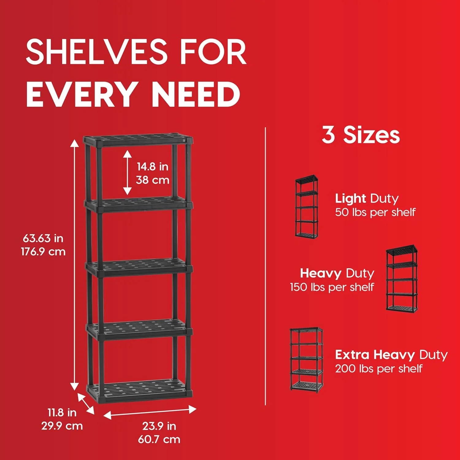 Light Duty Plastic Storage Shelves - Black - Image 12