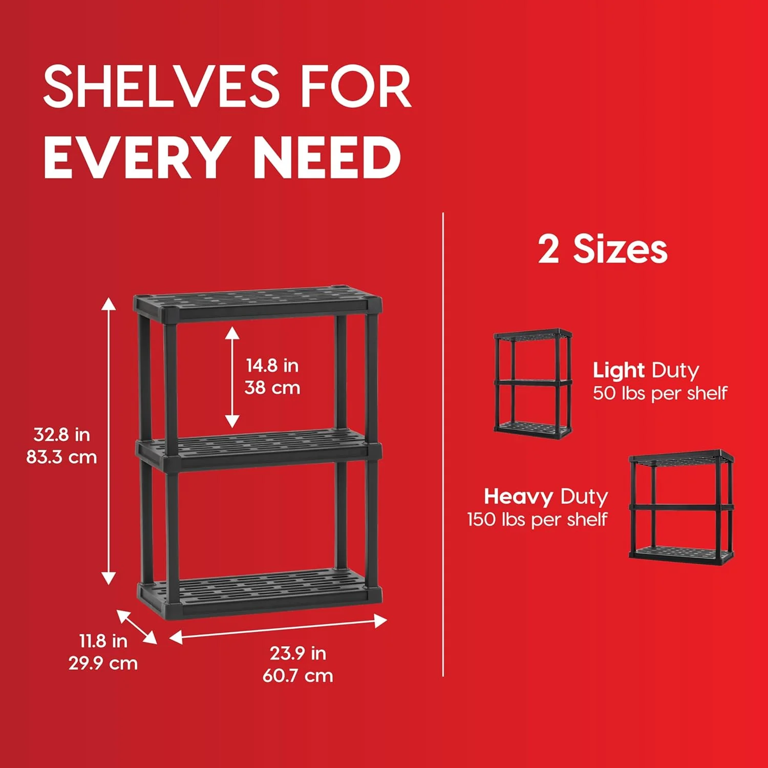 Light Duty Plastic Storage Shelves - Black - Image 8