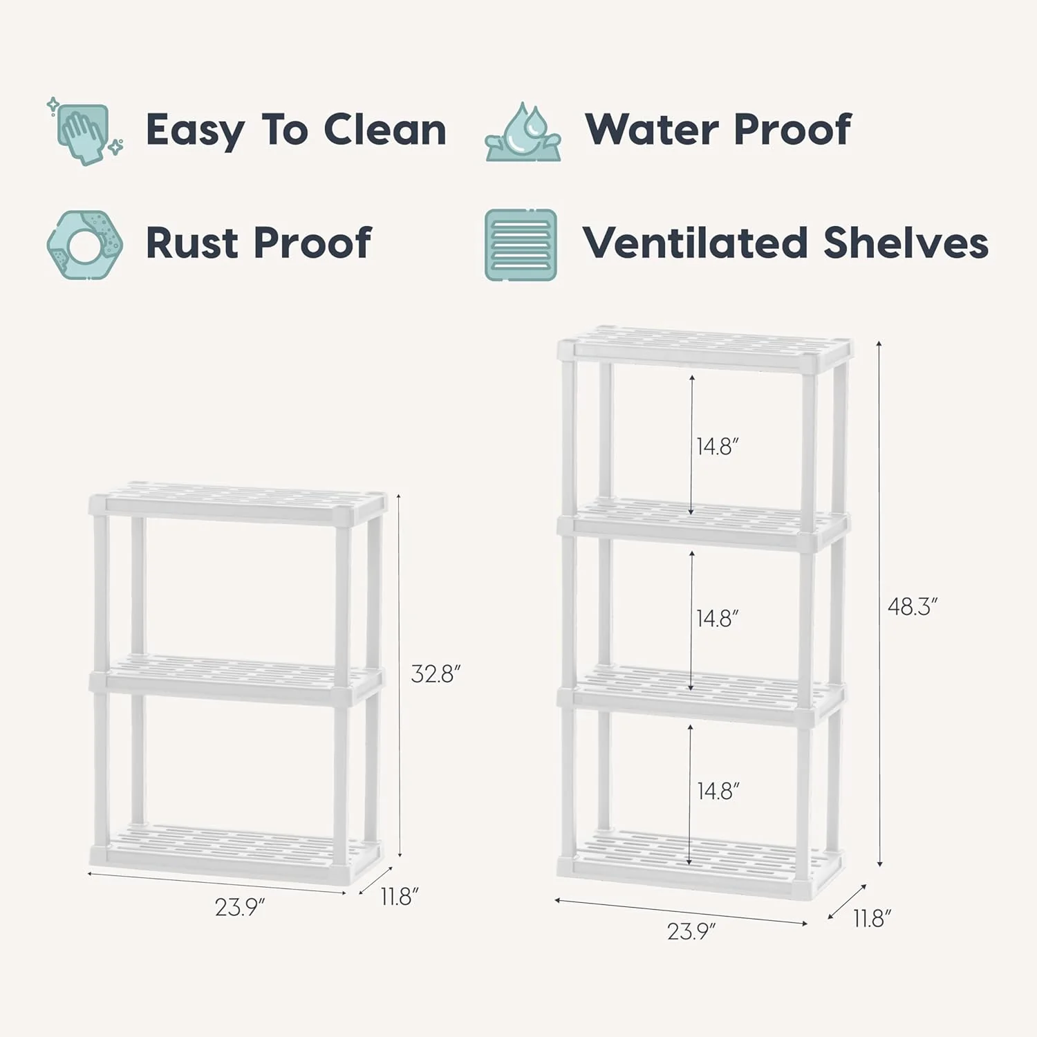 Light Duty Plastic Storage Shelves - White - Image 3