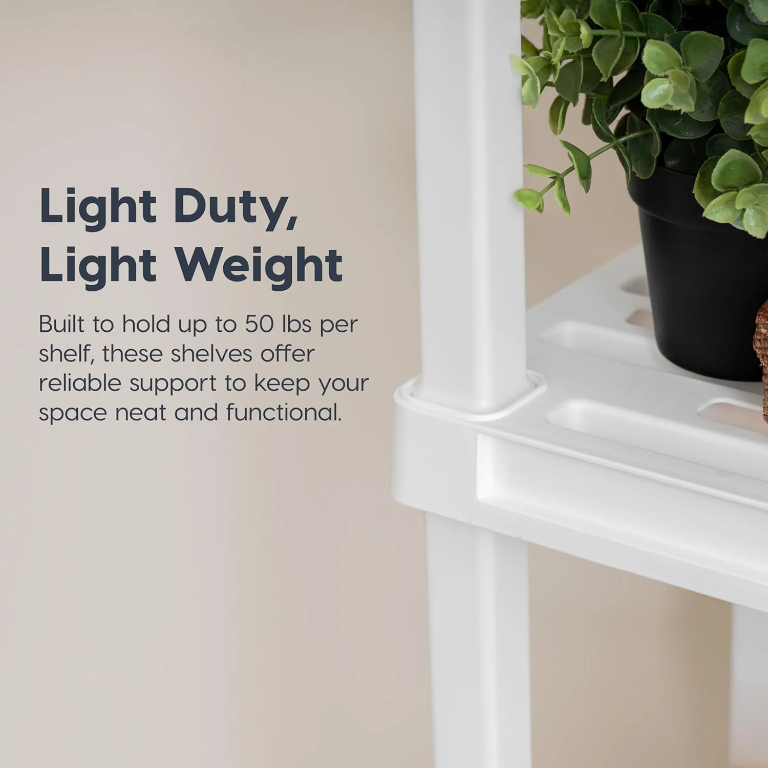 Light Duty Plastic Storage Shelves - White - Image 6