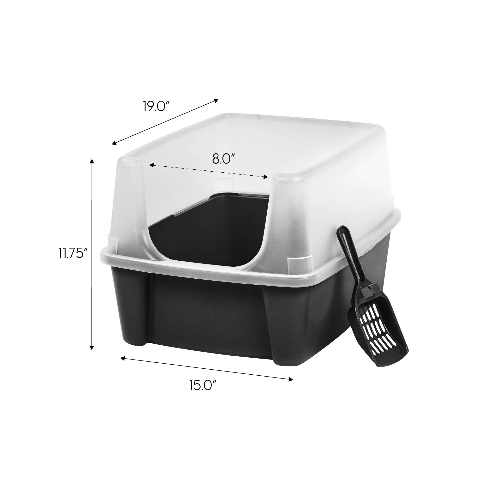 Litter Box with Shield and Scoop, Black - Image 6