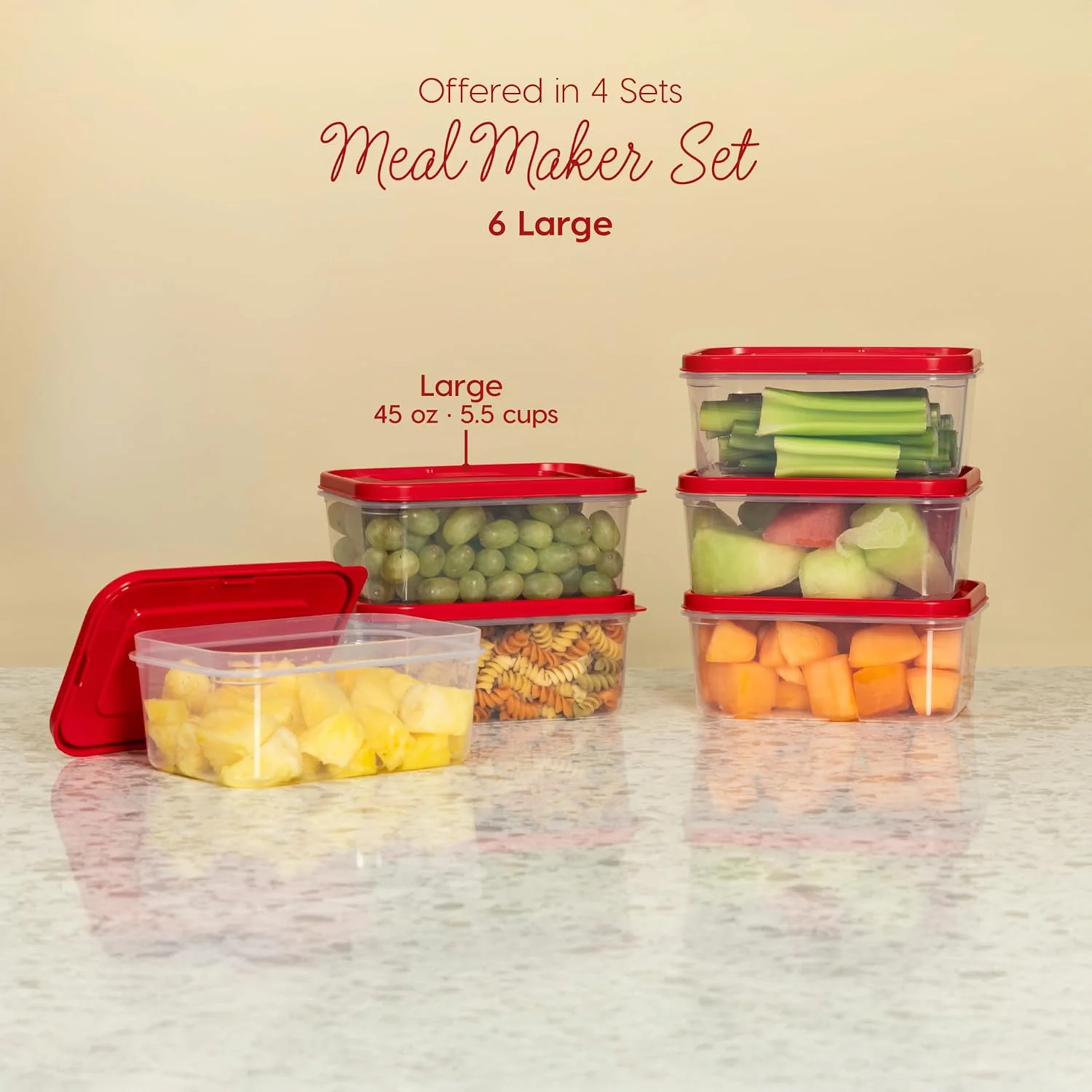 Meal Prep Containers 45 oz Set, 6 Food Storage Containers with Lids - Image 8
