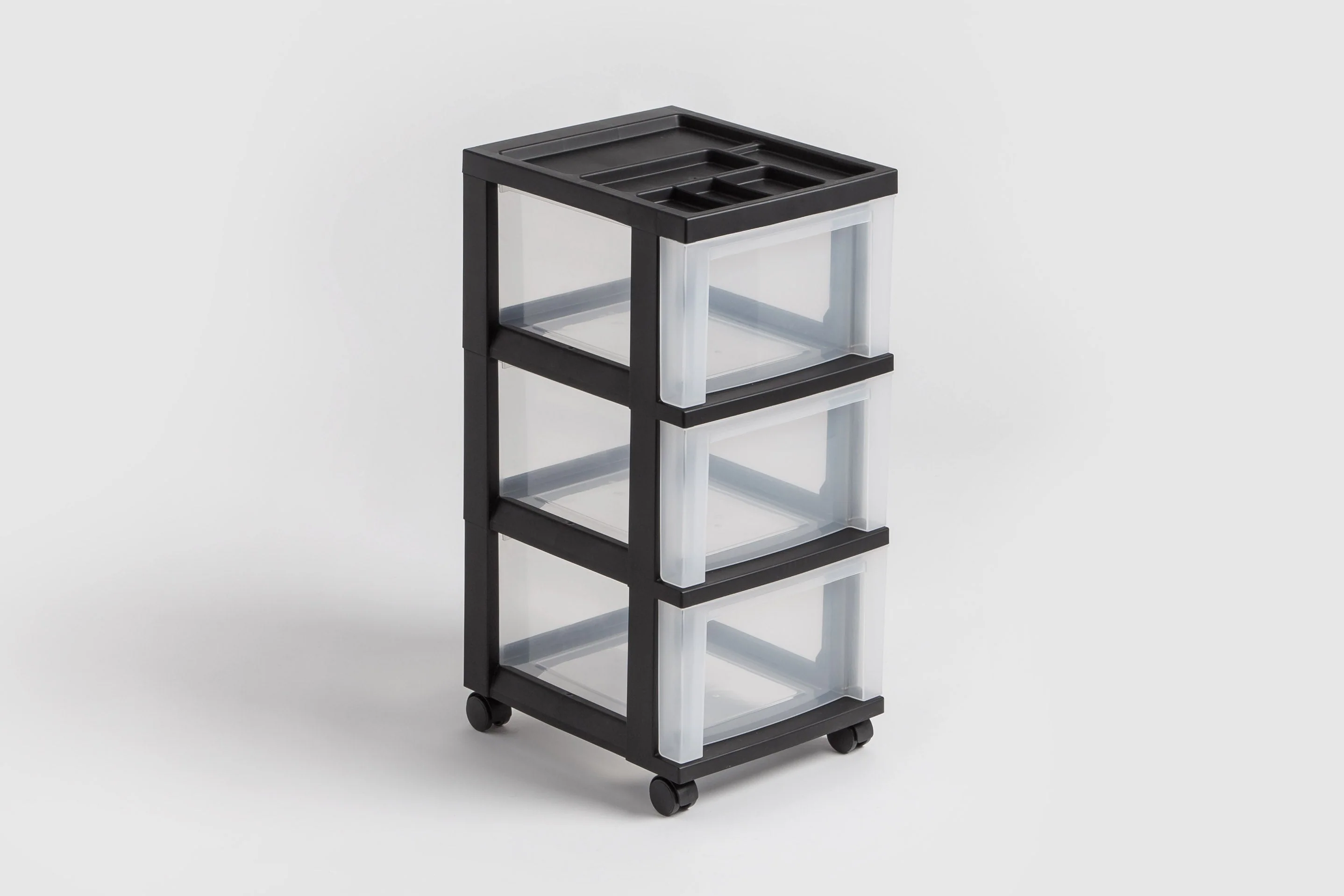 Medium 3-Drawer Cart with Organizer Top, Black - Image 5