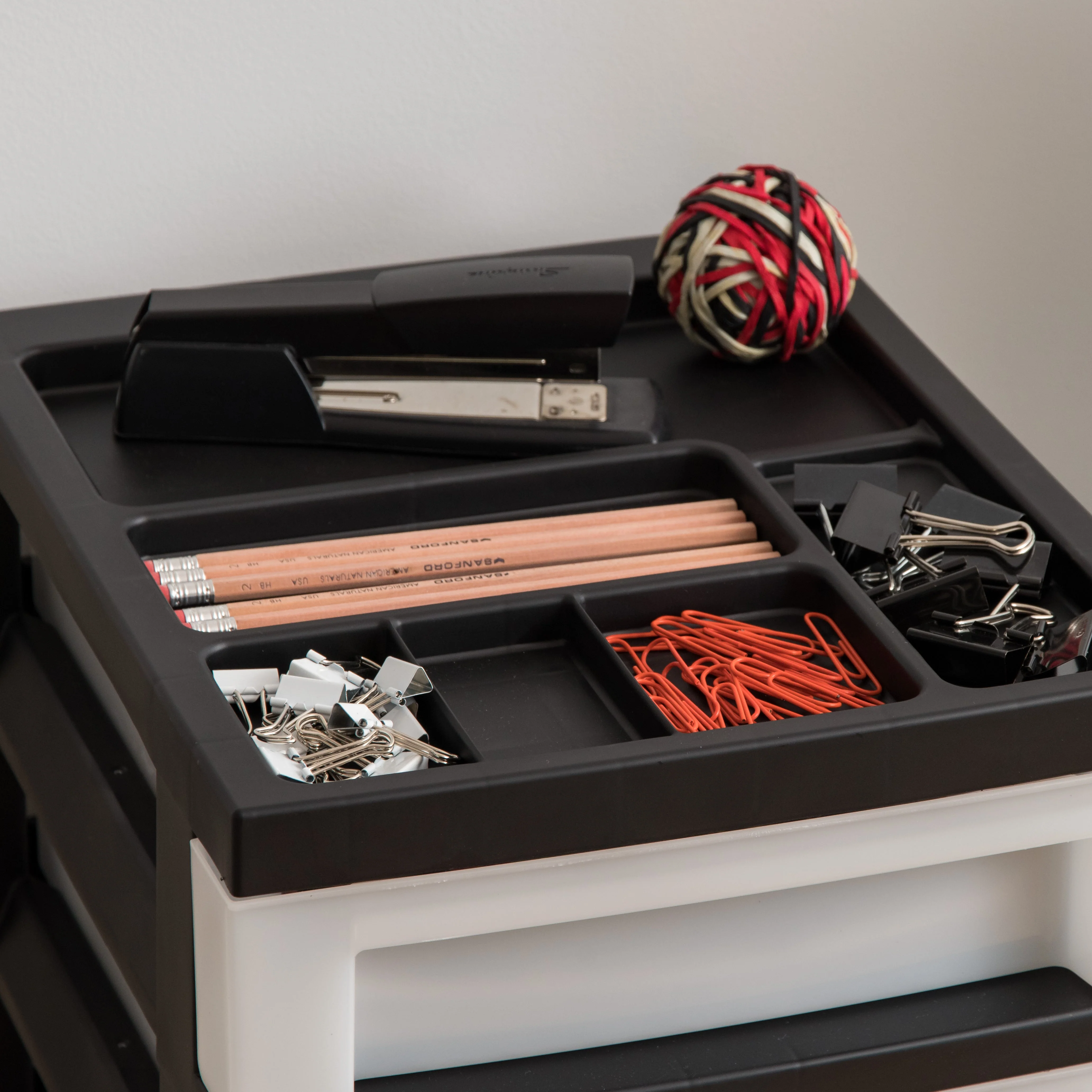 Medium 7-Drawer Storage Cart with Organizer Top, Black/Pearl - Image 5