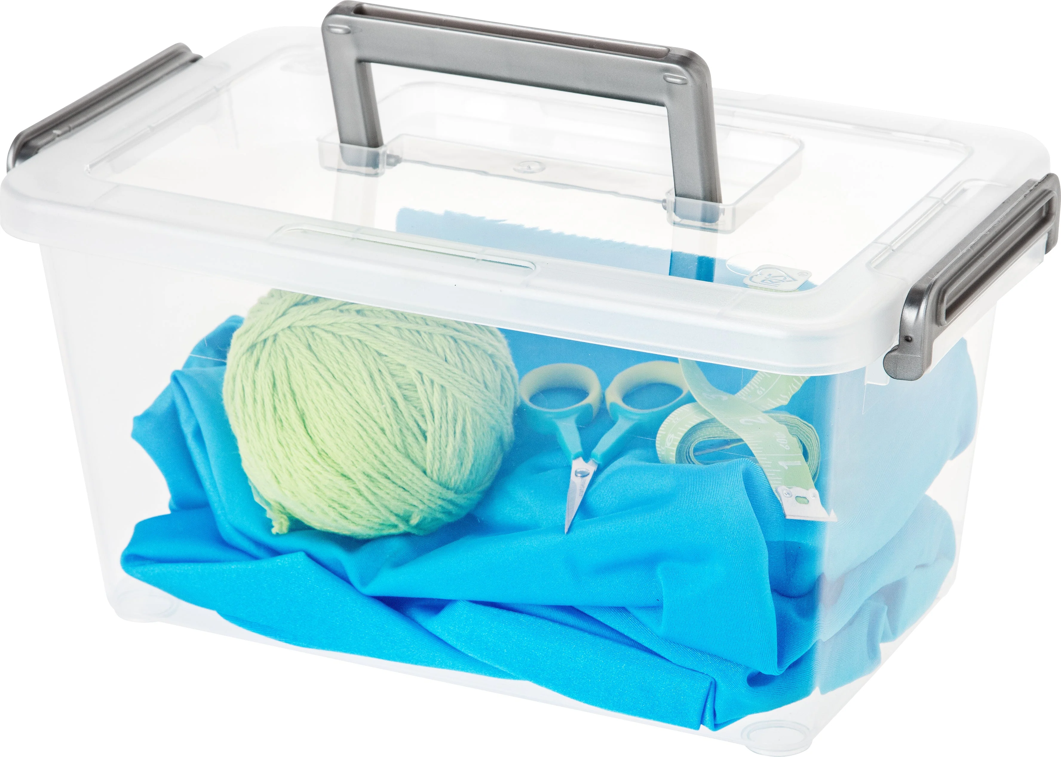 Medium Deep Modular Latching Box - Silver Handle, 6 Pack, Clear - Image 2