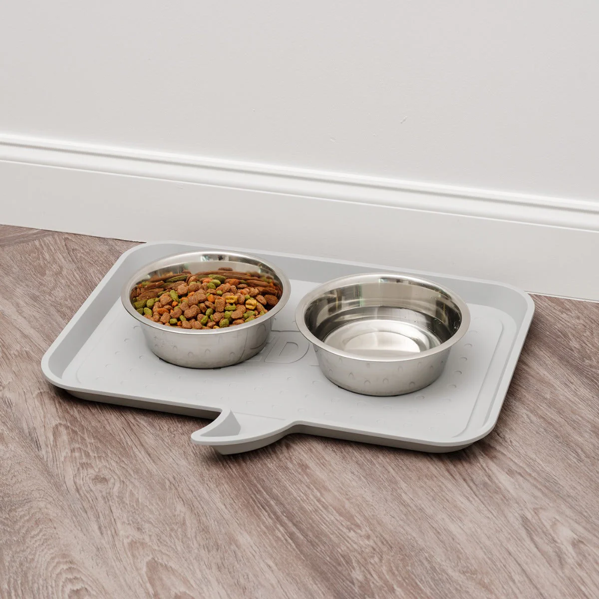 Medium "FEED ME" Feeding Mat for Dog or Cat, Light Gray - Image 2