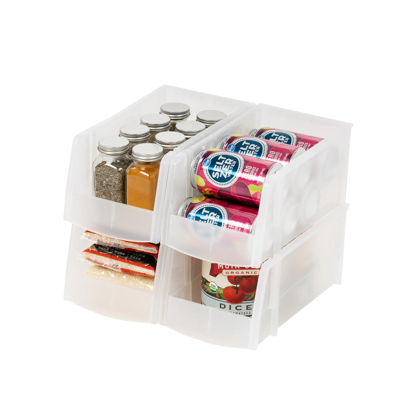Medium Stackable Caddy Basket, 4 Pack, Clear