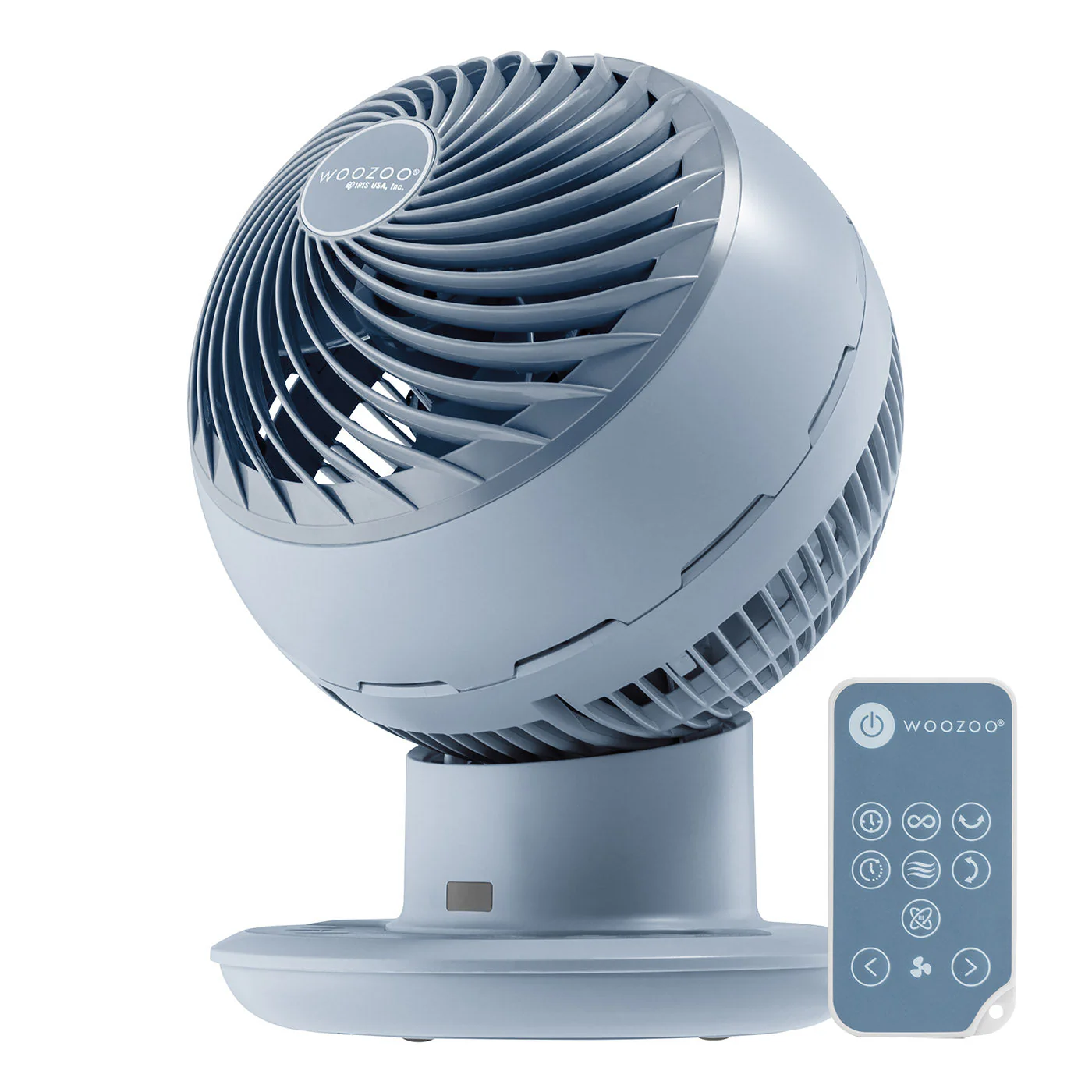 Medium WOOZOO Oscillating 8-in-1 Vortex Fan with Remote and Timer Function, Tabletop Multi-Oscillation Air Circulator Fan with 10 Speed Settings and 89 Ft Max Air Distance, Steel Blue