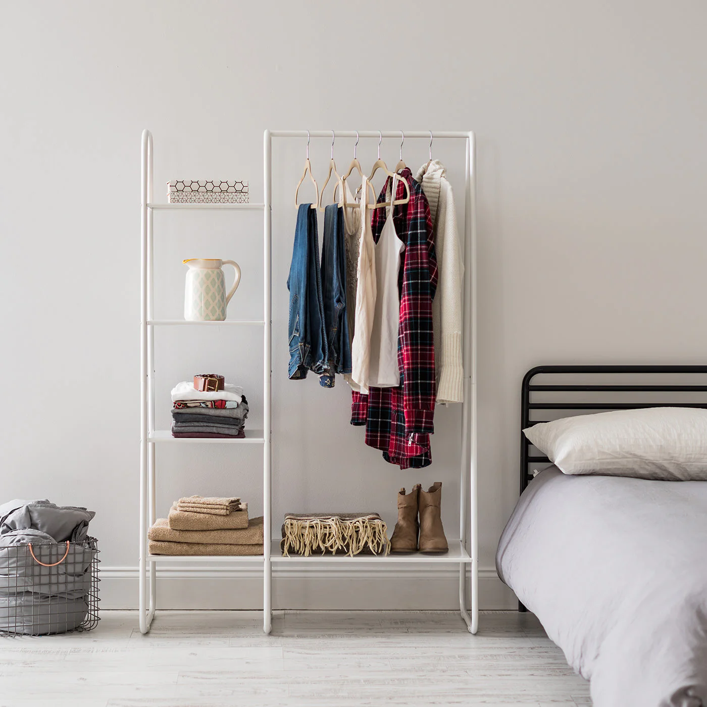 Metal Garment Rack with Metal Mesh Shelves - Image 12