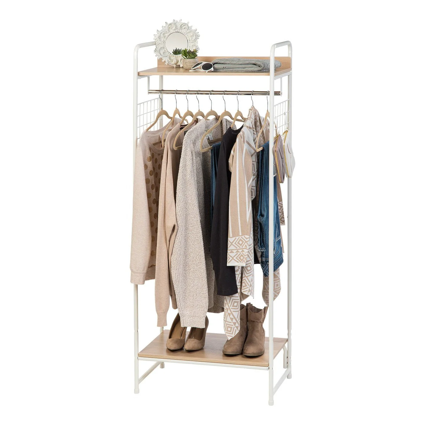 Metal Garment Rack with Side Racks - Image 2