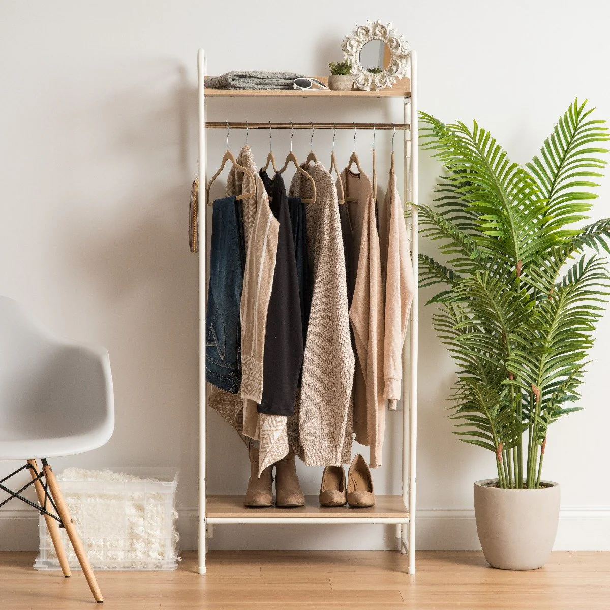 Metal Garment Rack with Side Racks - Image 3