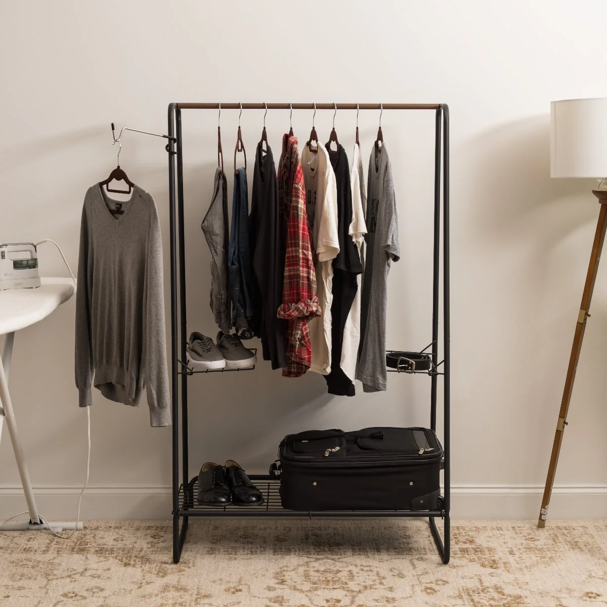 Metal Garment Rack with Wire Shelf - Large - Image 3
