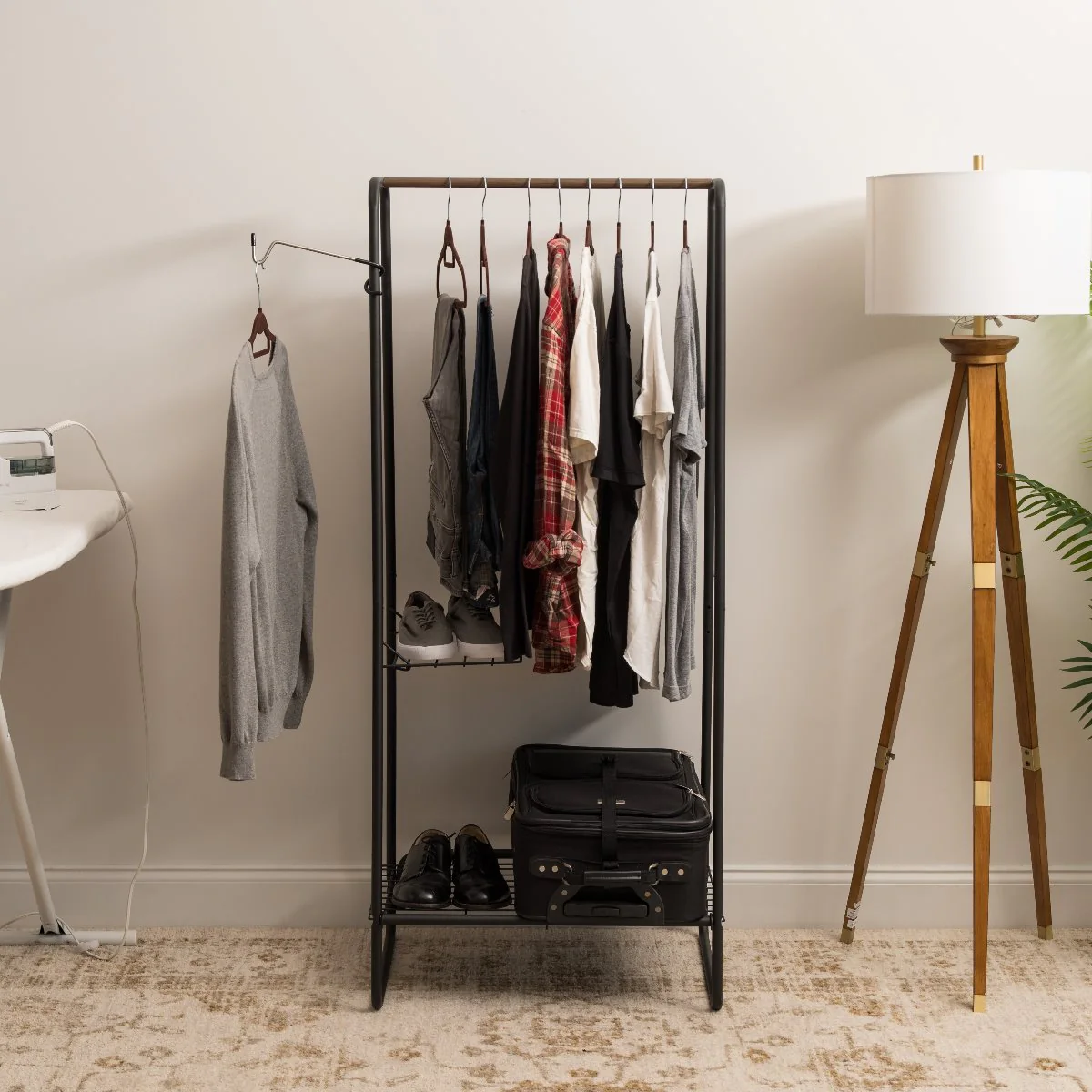 Metal Garment Rack with Wire Shelf - Medium - Image 3