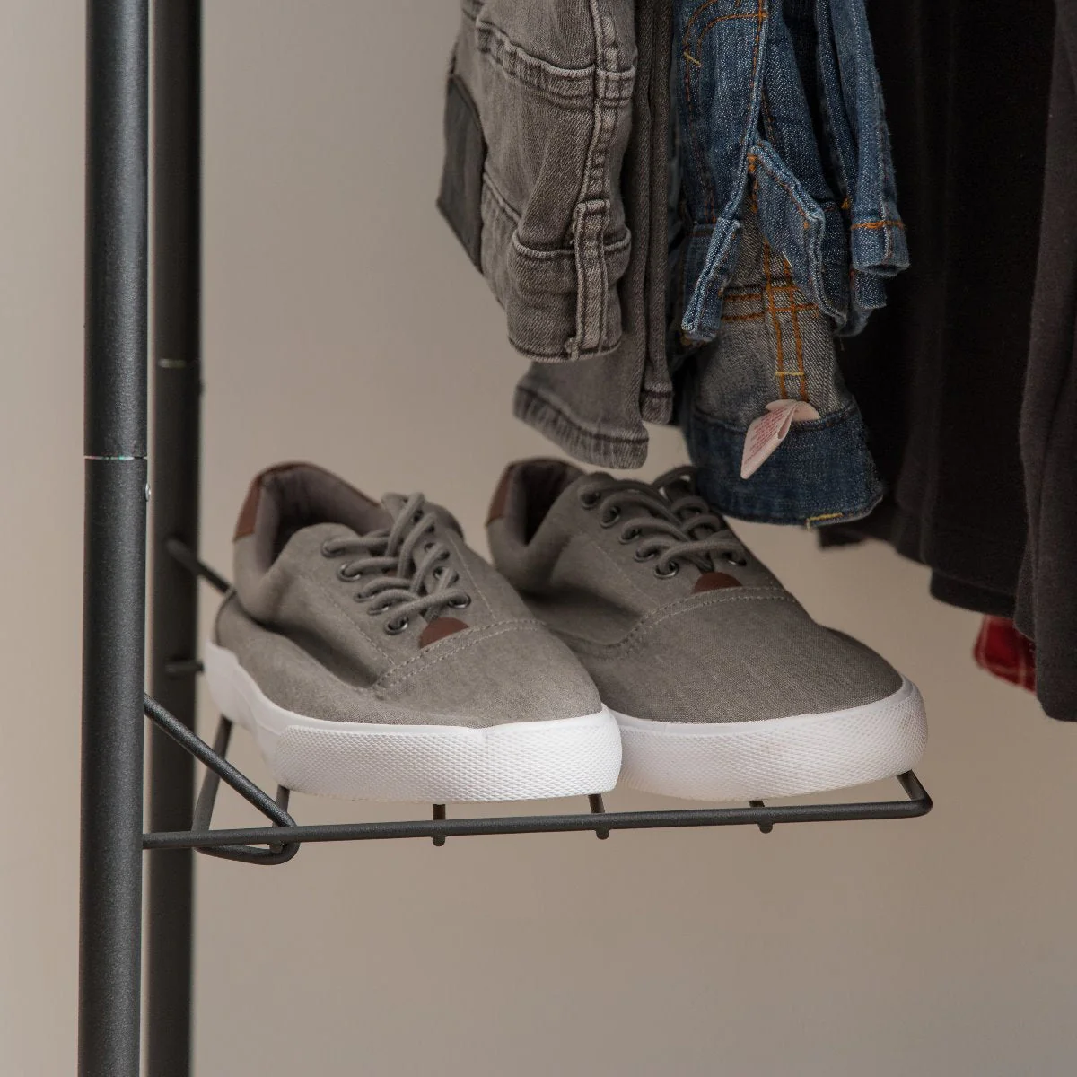 Metal Garment Rack with Wire Shelf - Medium - Image 4