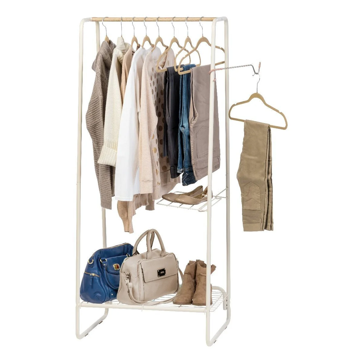 Metal Garment Rack with Wire Shelf - Medium - Image 8