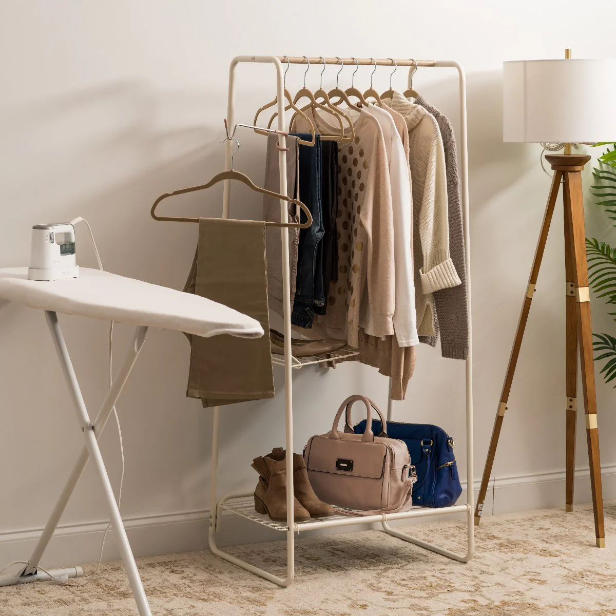 Metal Garment Rack with Wire Shelf - Medium - Image 9