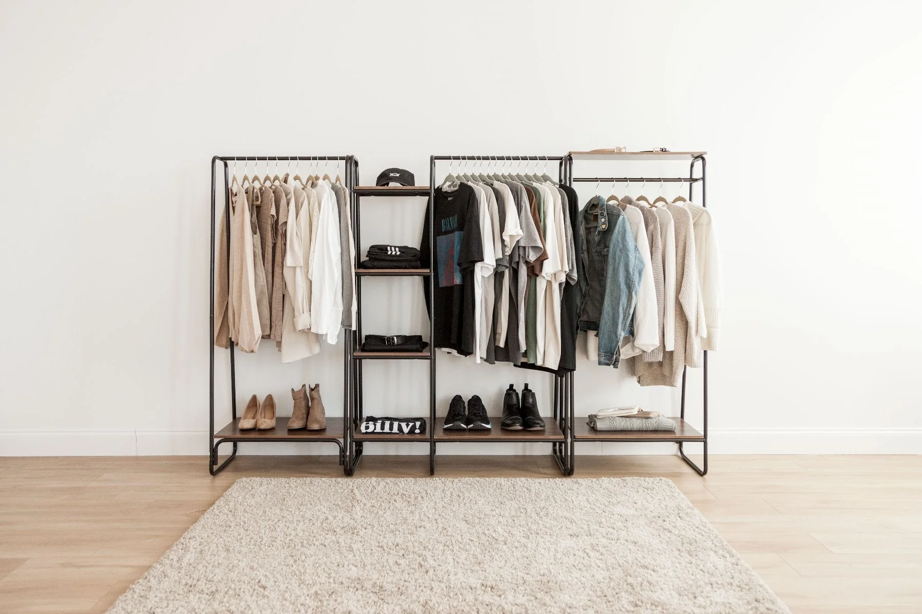 Metal Garment Rack with Wood Shelf - 2 Shelf - Image 4