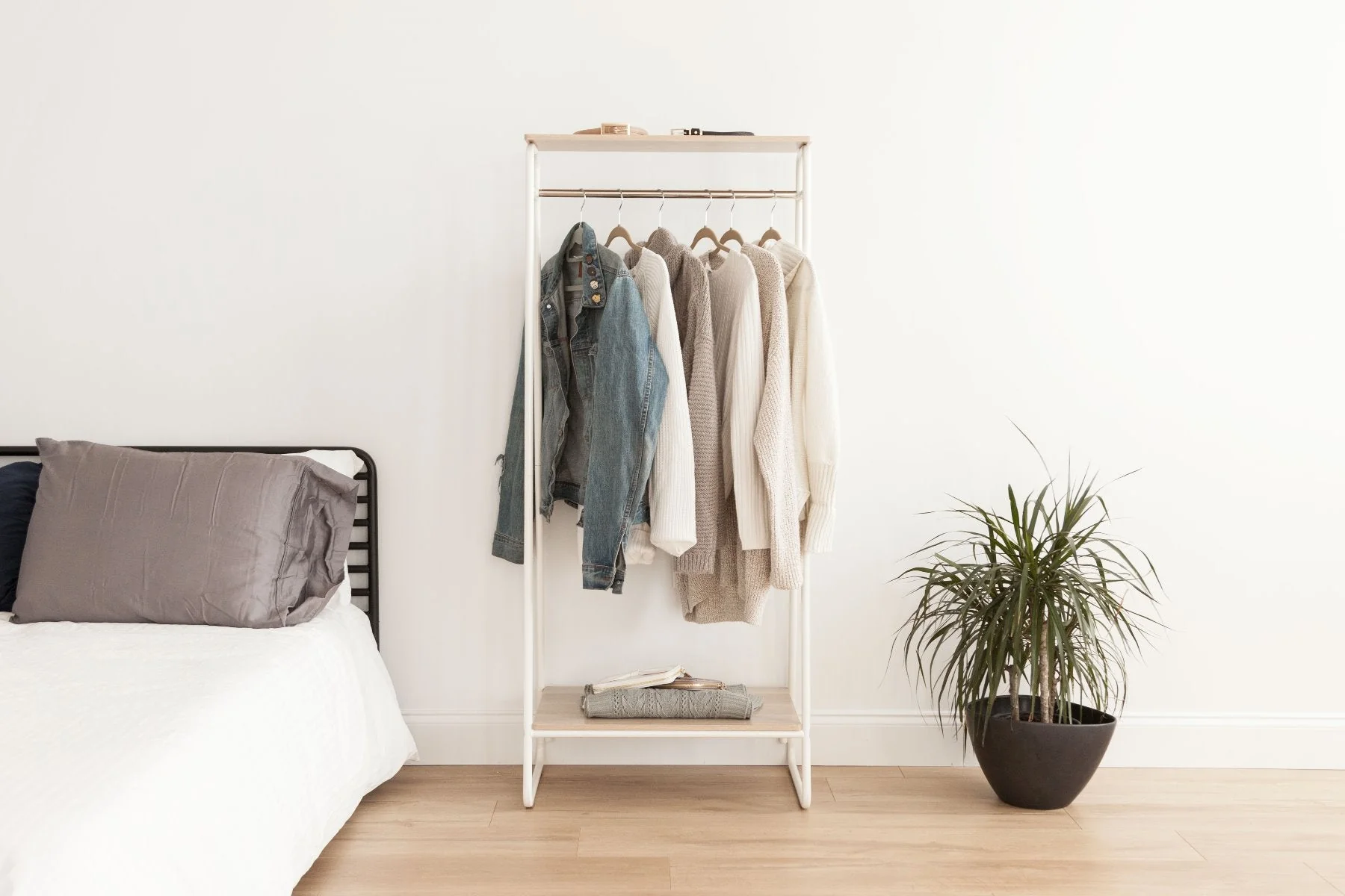 Metal Garment Rack with Wood Shelf - 2 Shelf - Image 8