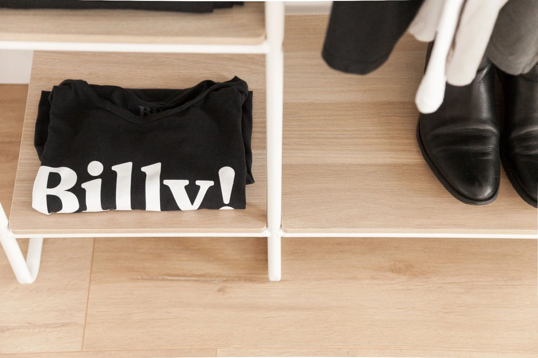 Metal Garment Rack with Wood Shelf - 5 Shelf - Image 11