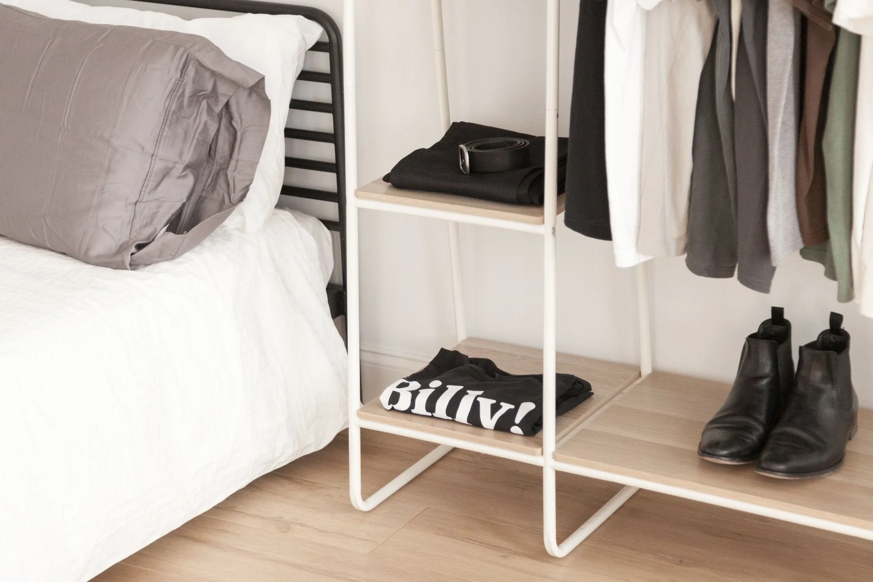 Metal Garment Rack with Wood Shelf - 5 Shelf - Image 12