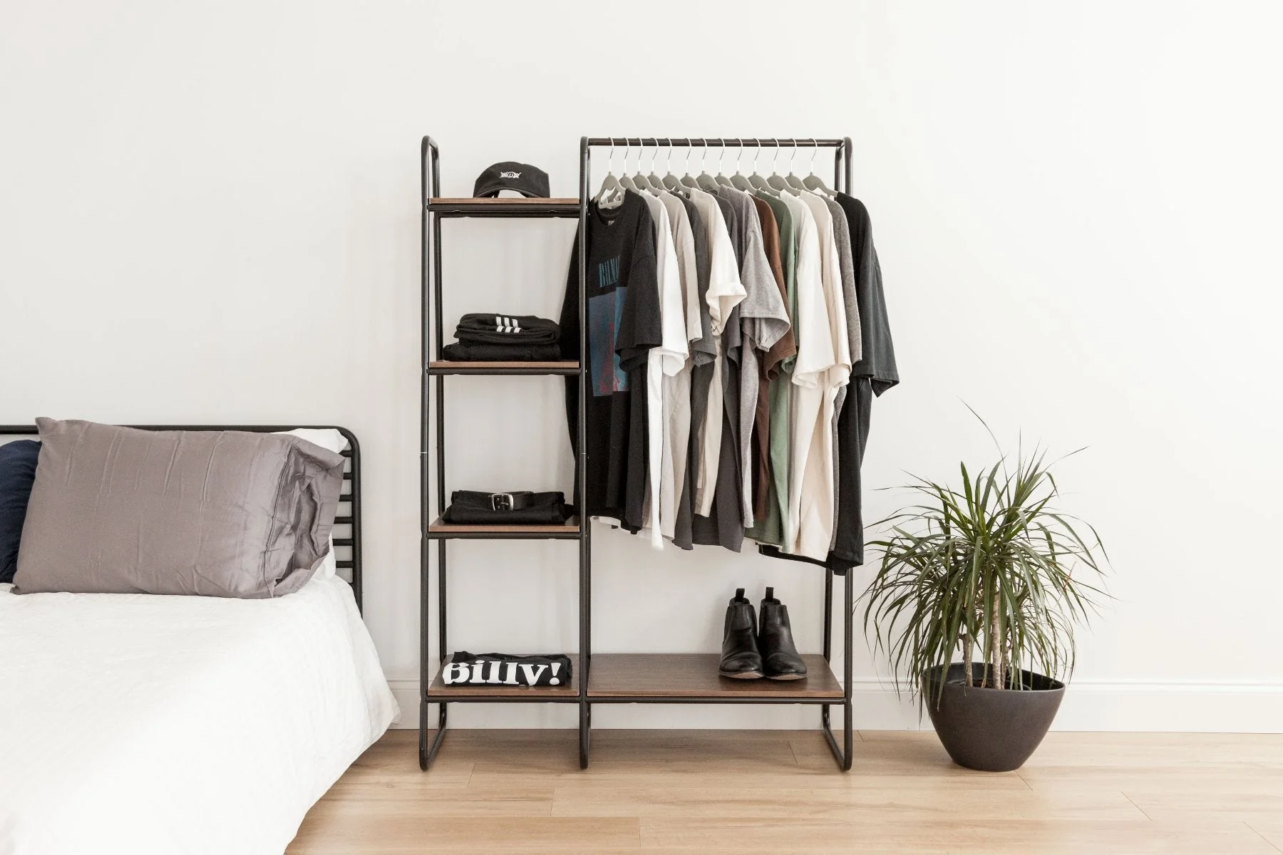 Metal Garment Rack with Wood Shelf - 5 Shelf - Image 3