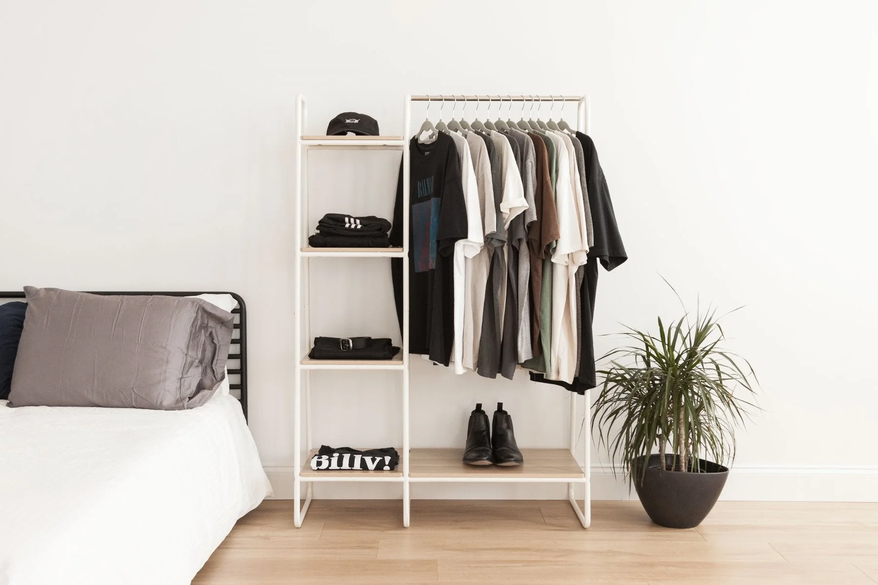 Metal Garment Rack with Wood Shelf - 5 Shelf - Image 8