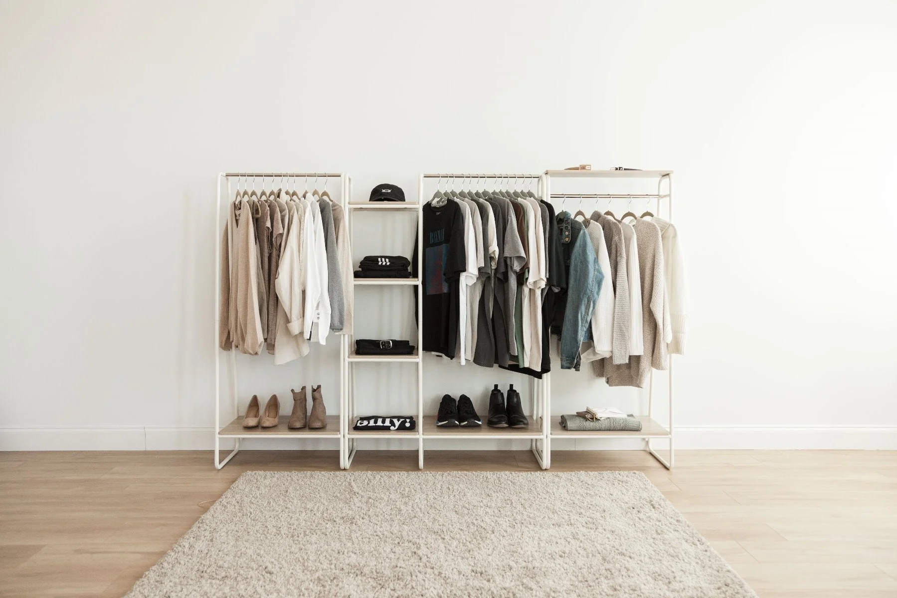 Metal Garment Rack with Wood Shelf - 5 Shelf - Image 9
