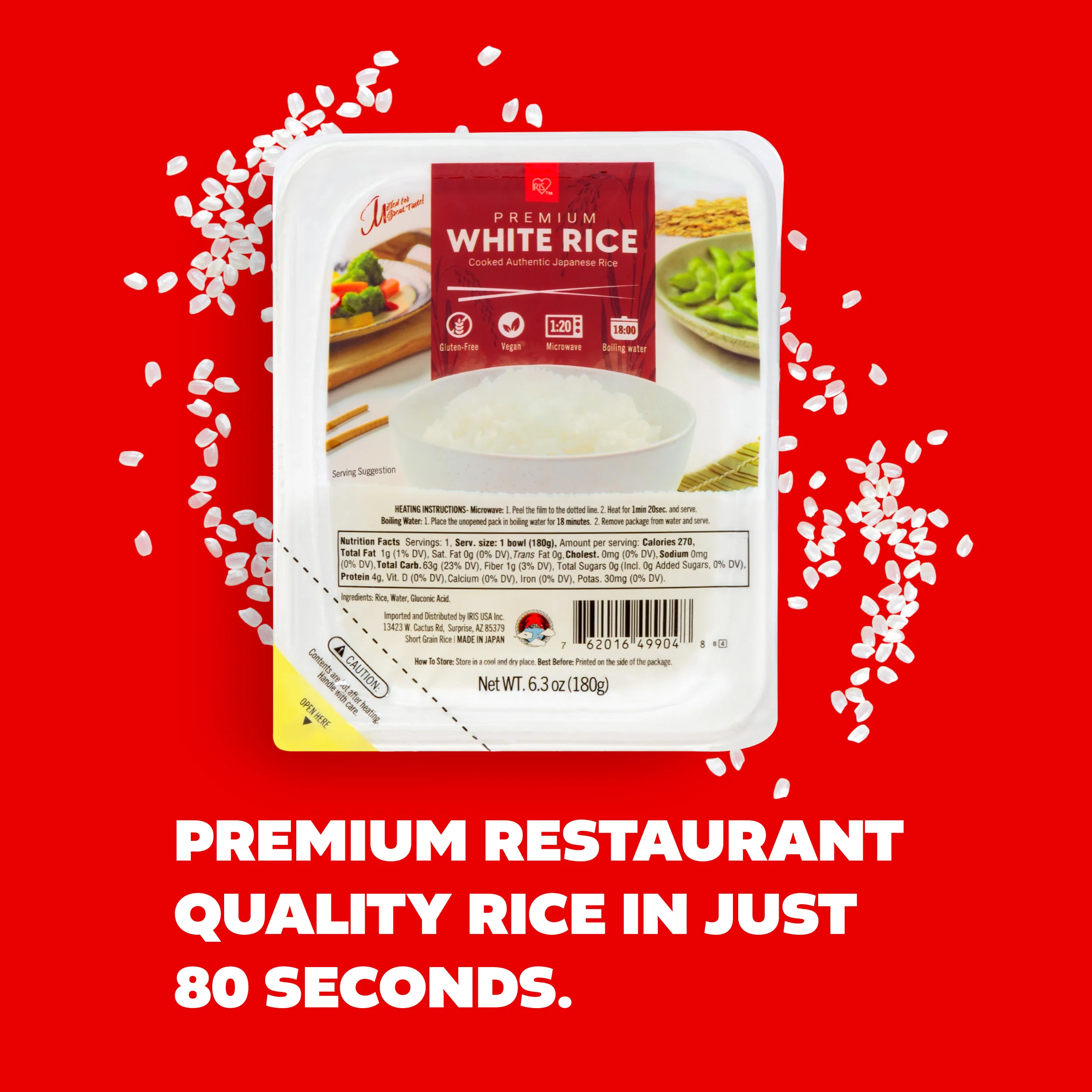 Microwavable Instant Premium White Rice, 10 Pack (6.3Oz/180g) - Image 5