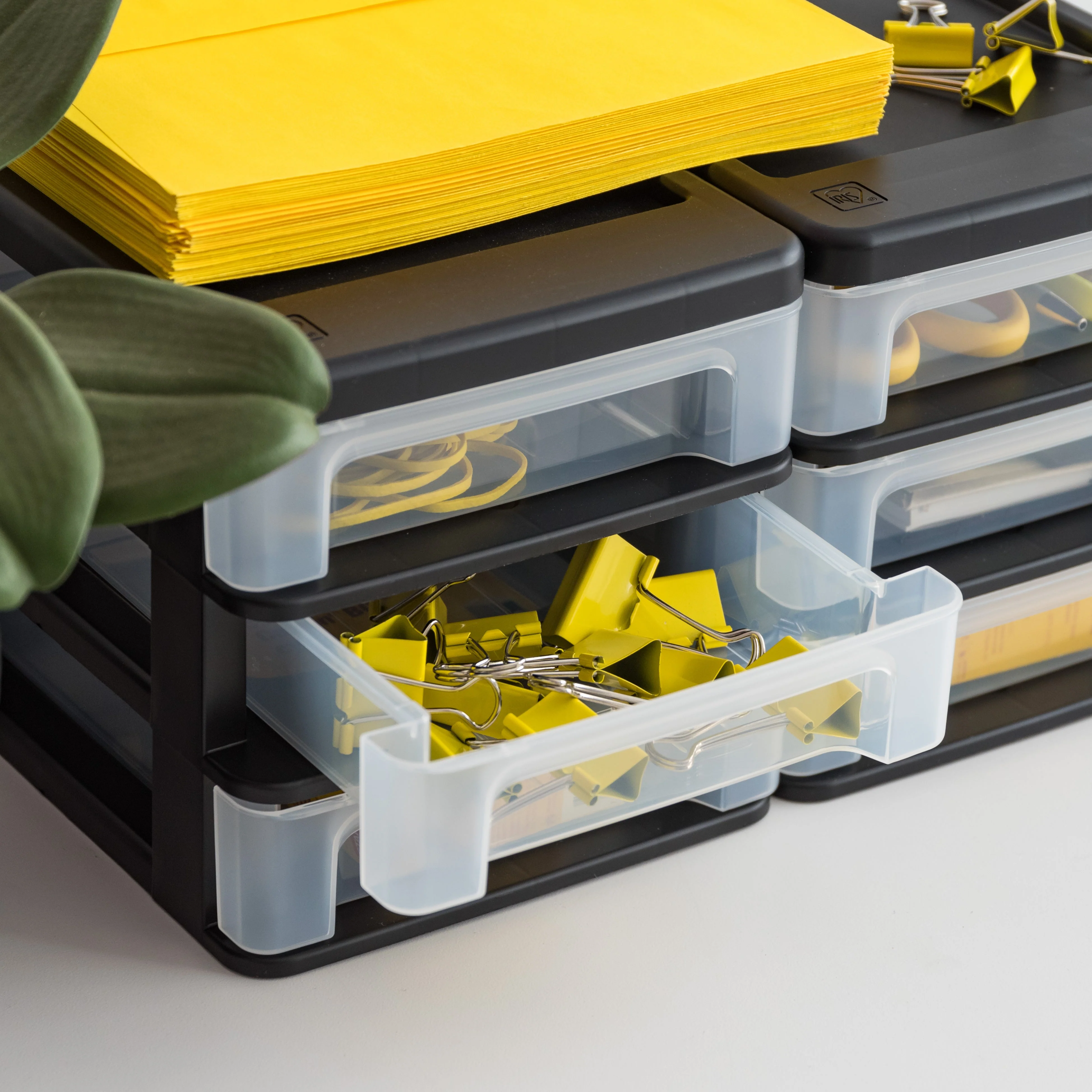 Mini 3 Drawer Desktop Organizer, Black, 2 Pack - Image 5