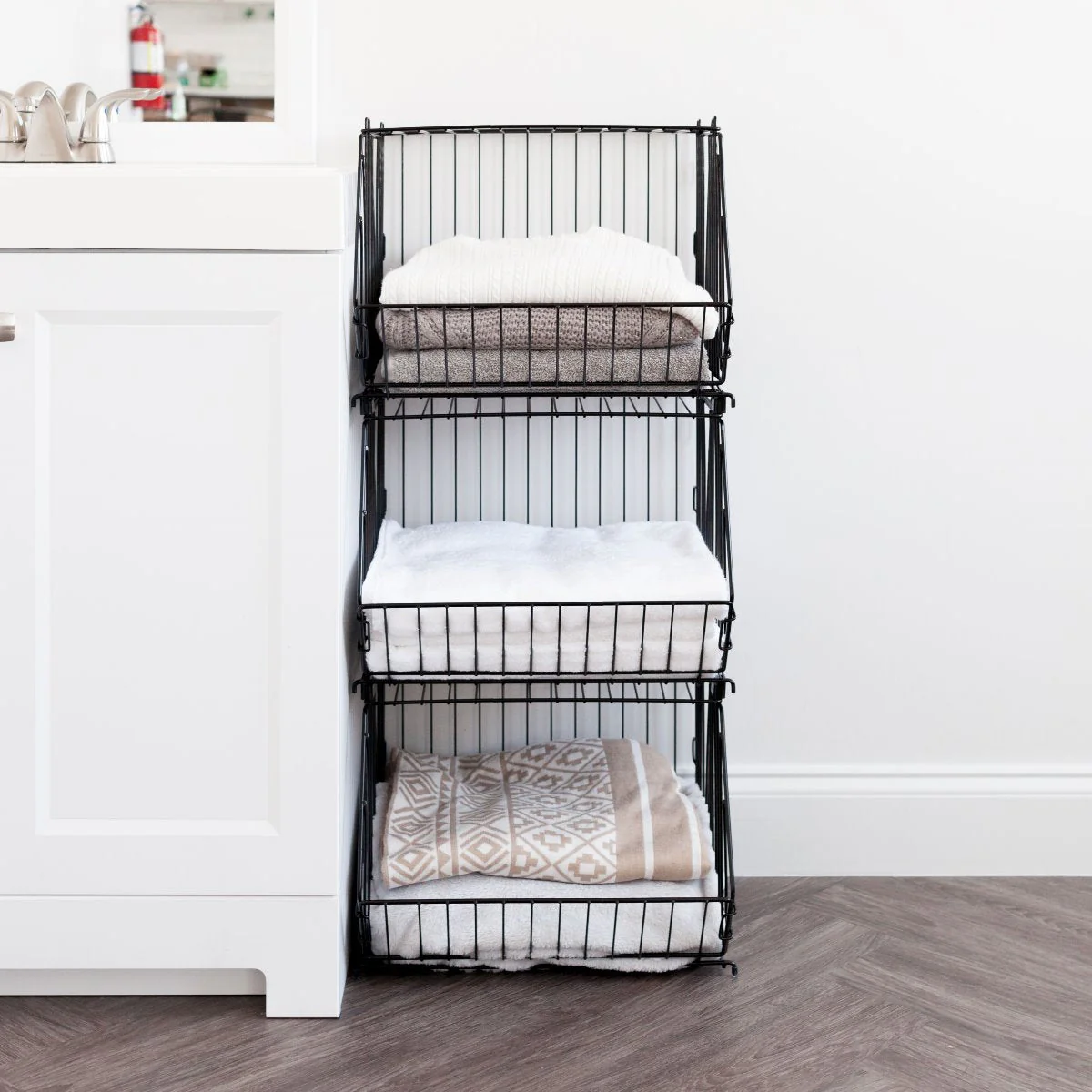 Modular Wire Stacking Storage Basket, Black - Image 2