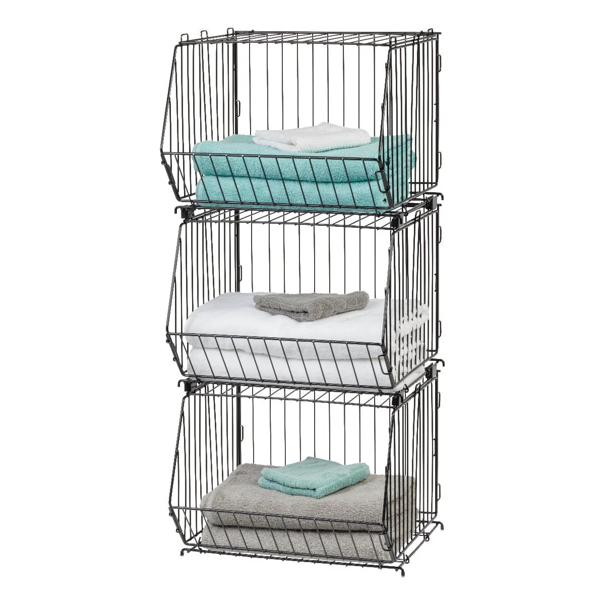 Modular Wire Stacking Storage Basket, Black - Image 4