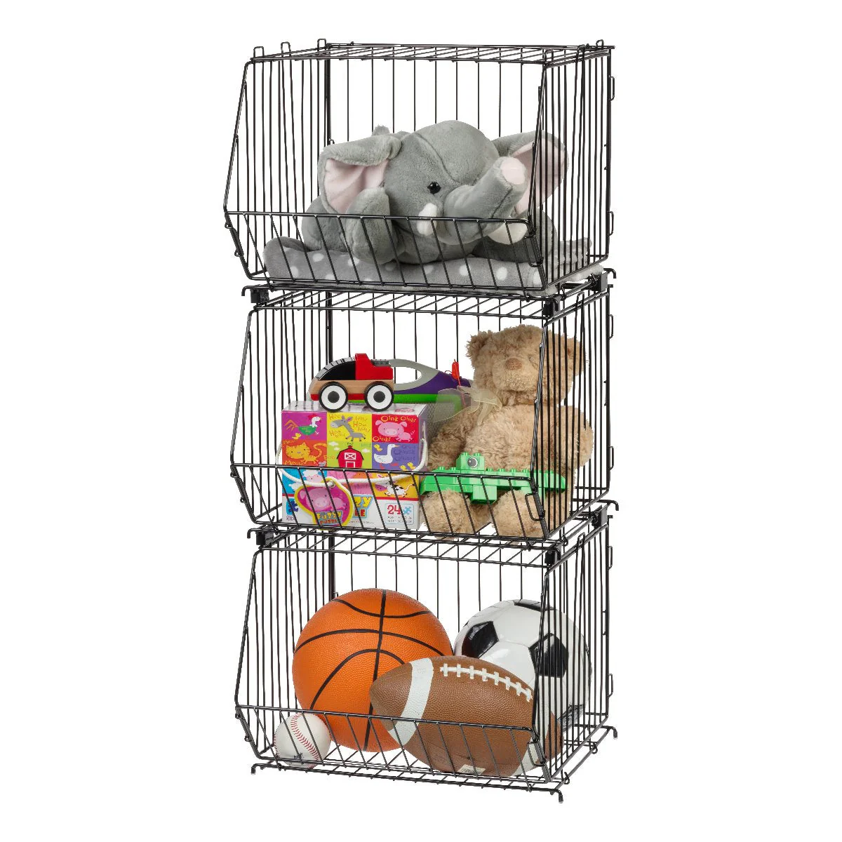 Modular Wire Stacking Storage Basket, Black - Image 5