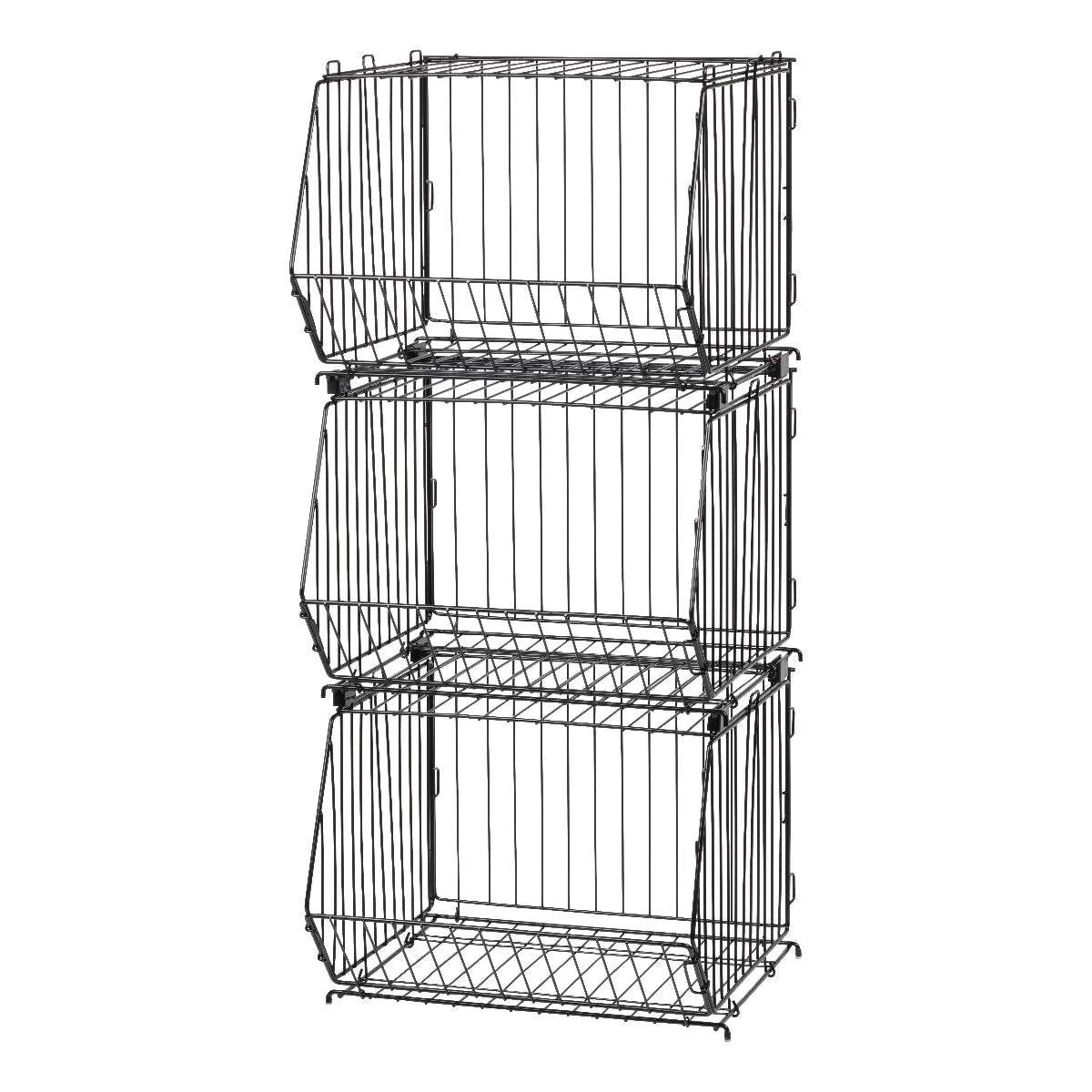 Modular Wire Stacking Storage Basket, Black - Image 7
