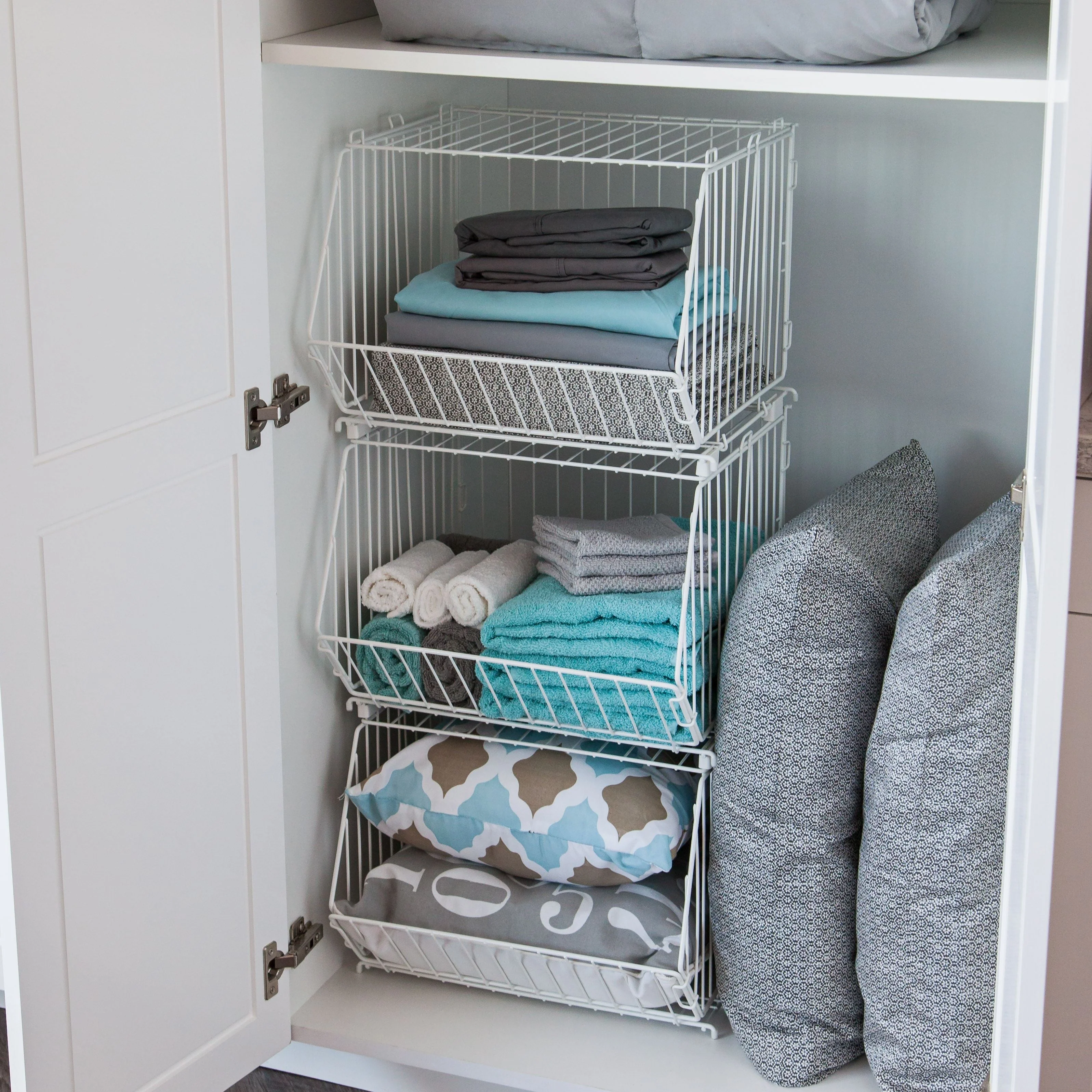 Modular Wire Stacking Storage Basket, White - Image 5