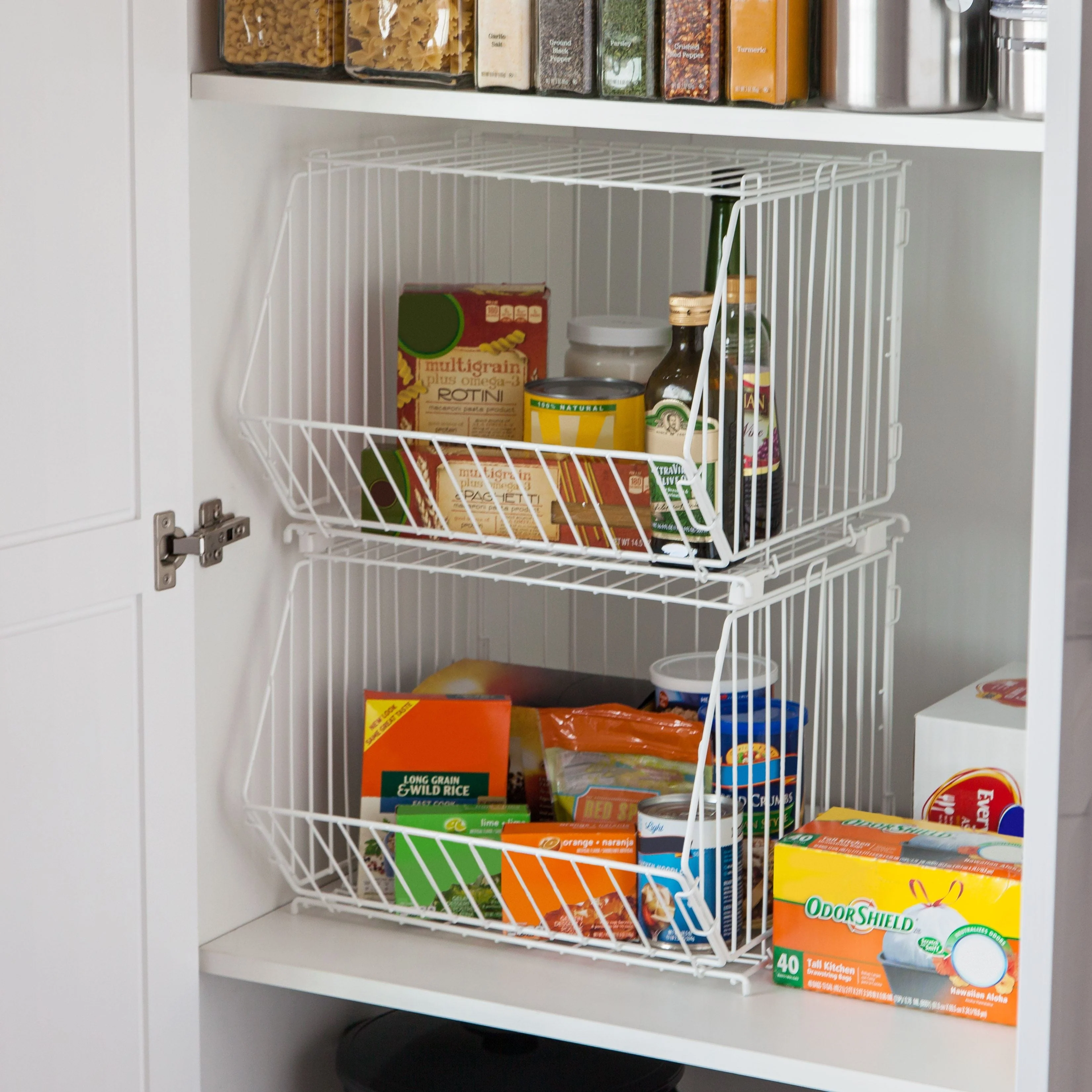 Modular Wire Stacking Storage Basket, White - Image 6