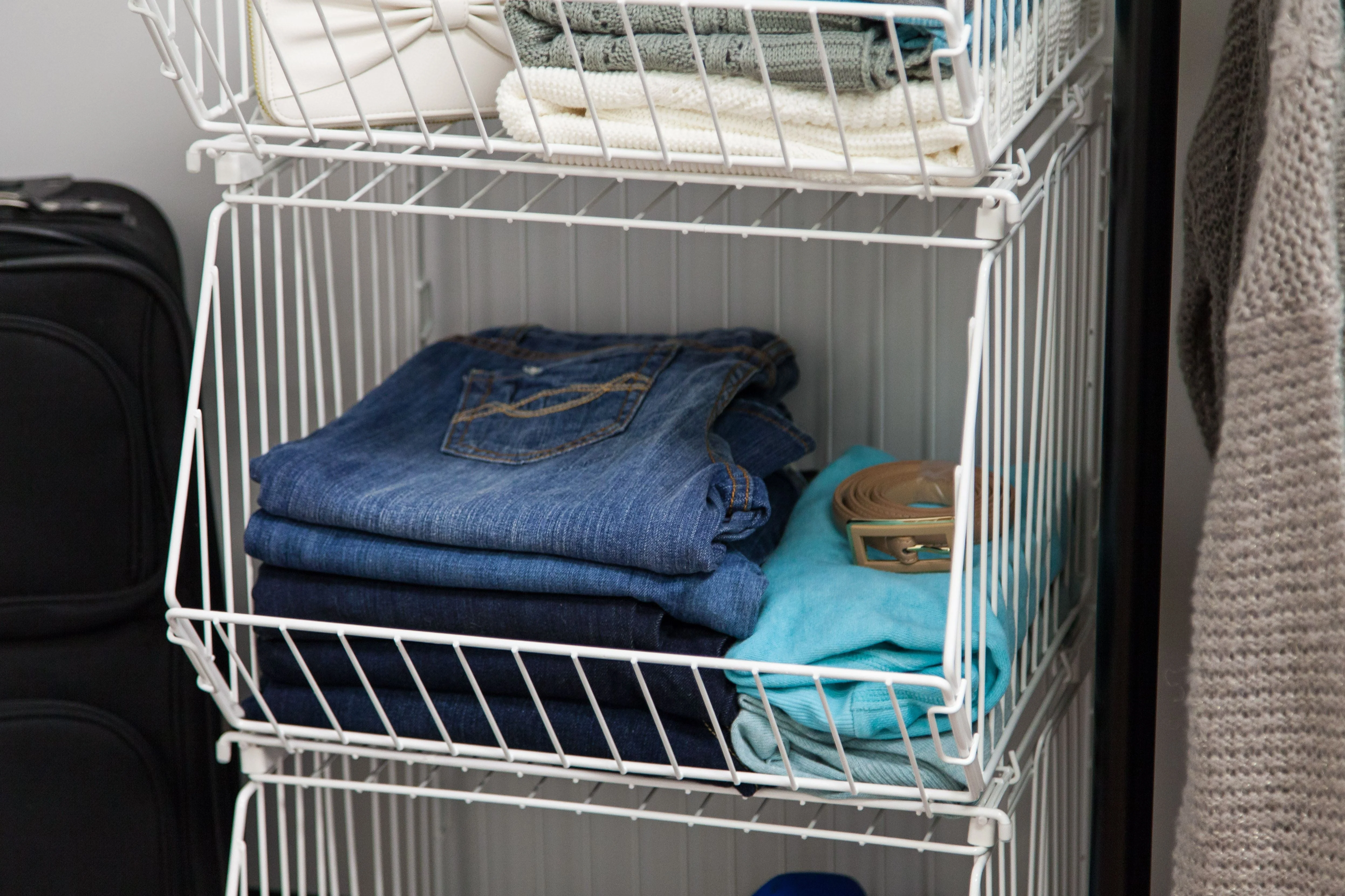 Modular Wire Stacking Storage Basket, White - Image 7