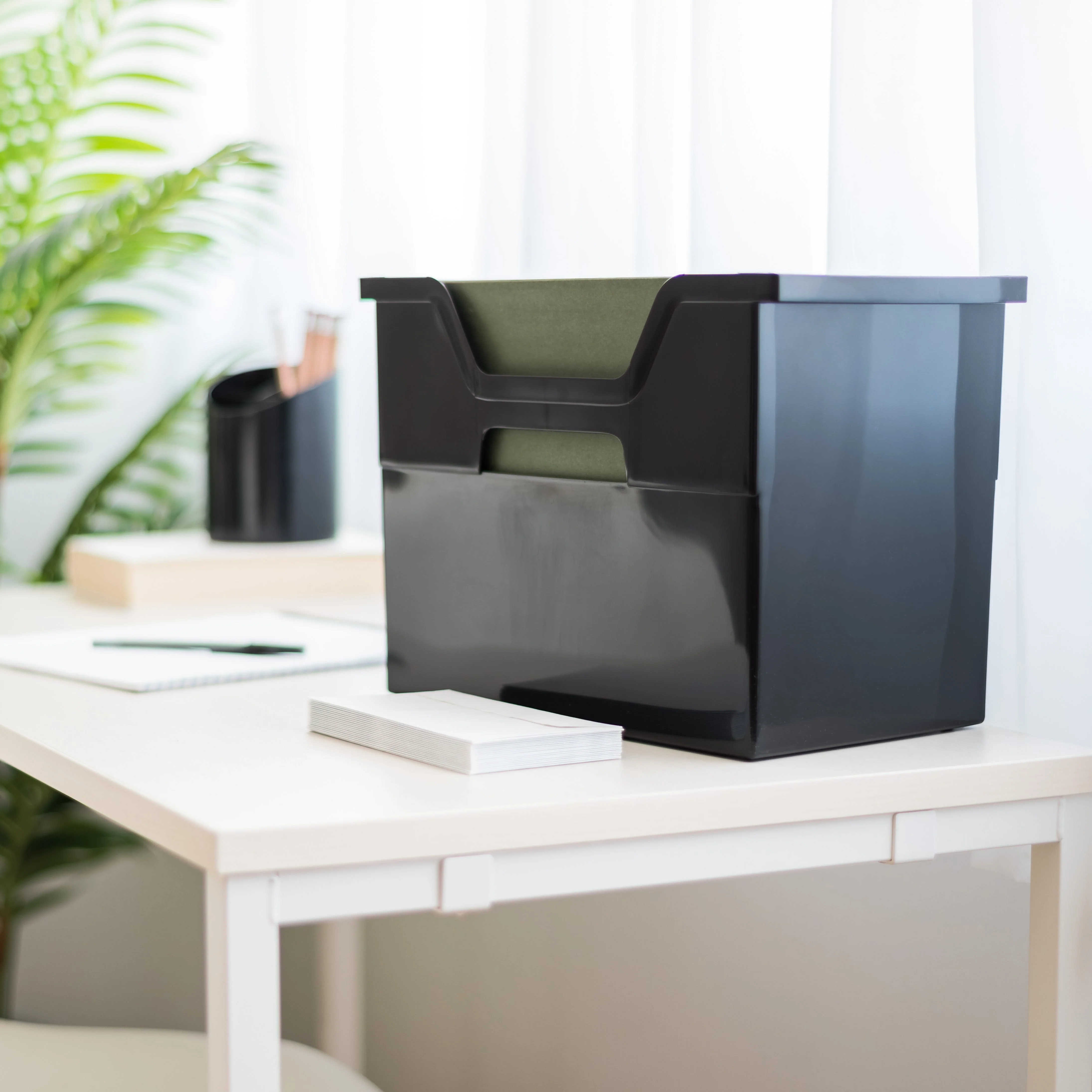Open Storage Basket, File Organizer, Large, Matte Black, 4 Pack - Image 3