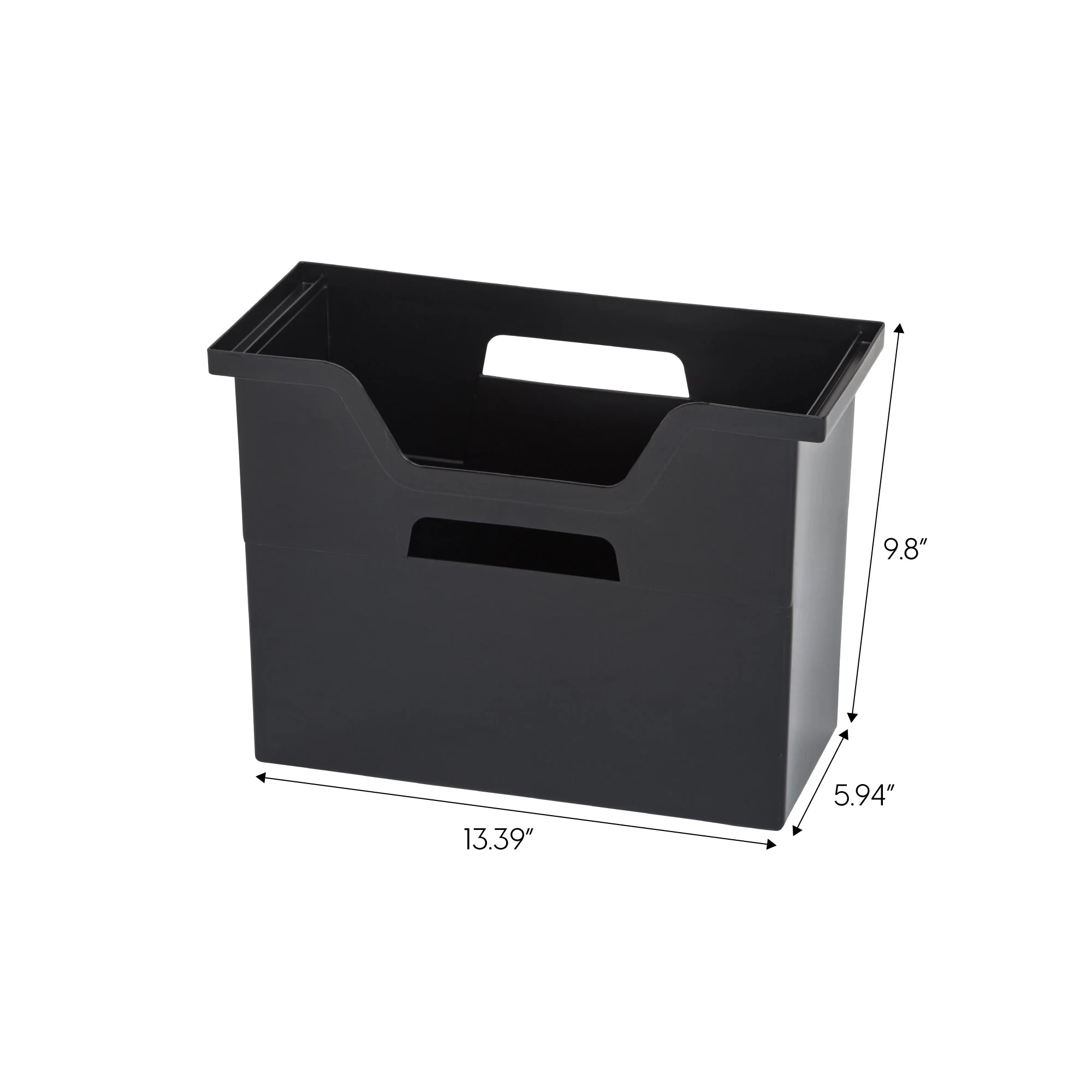 Open Storage Basket, File Organizer, Medium, Black, 6 Pack