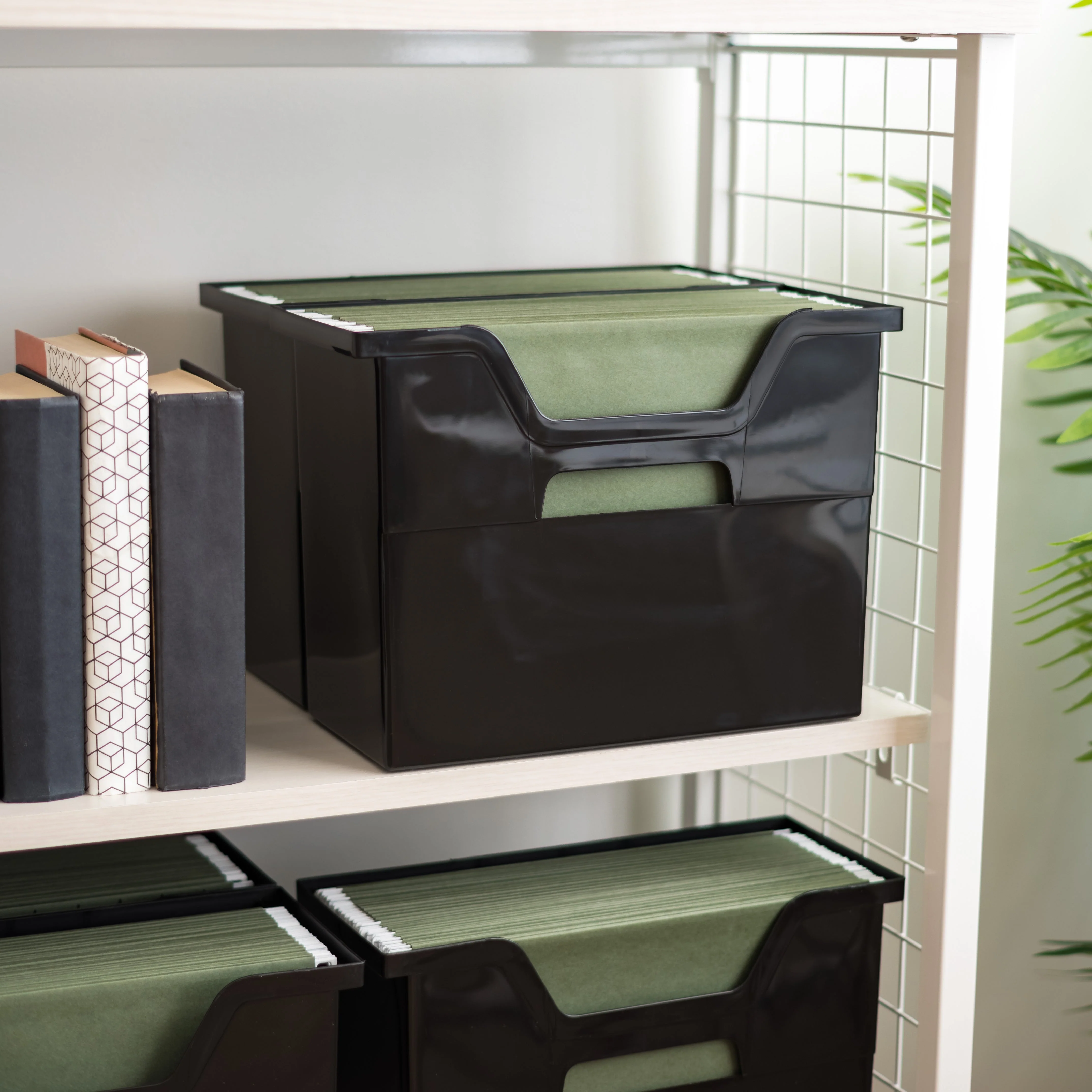 Open Storage Basket, File Organizer, Medium, Black, 6 Pack - Image 6