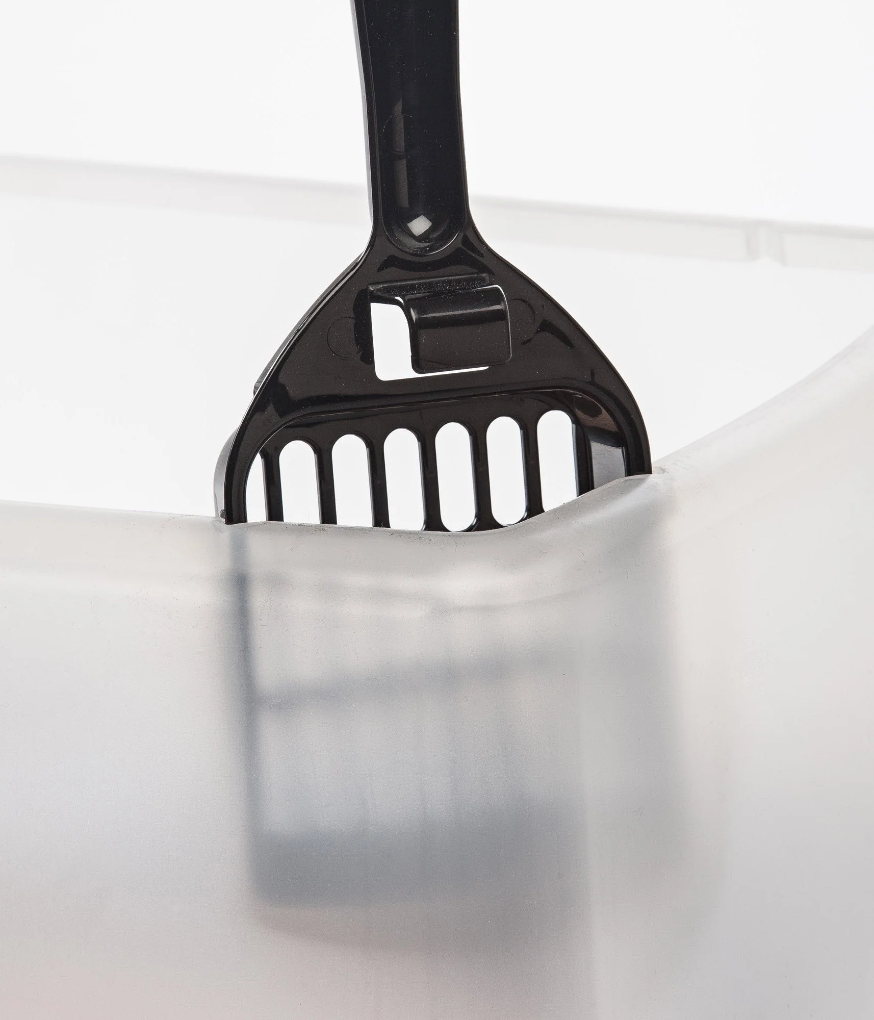 Open-Top Cat Litter Box with Shield and Scoop, Navy - Image 7