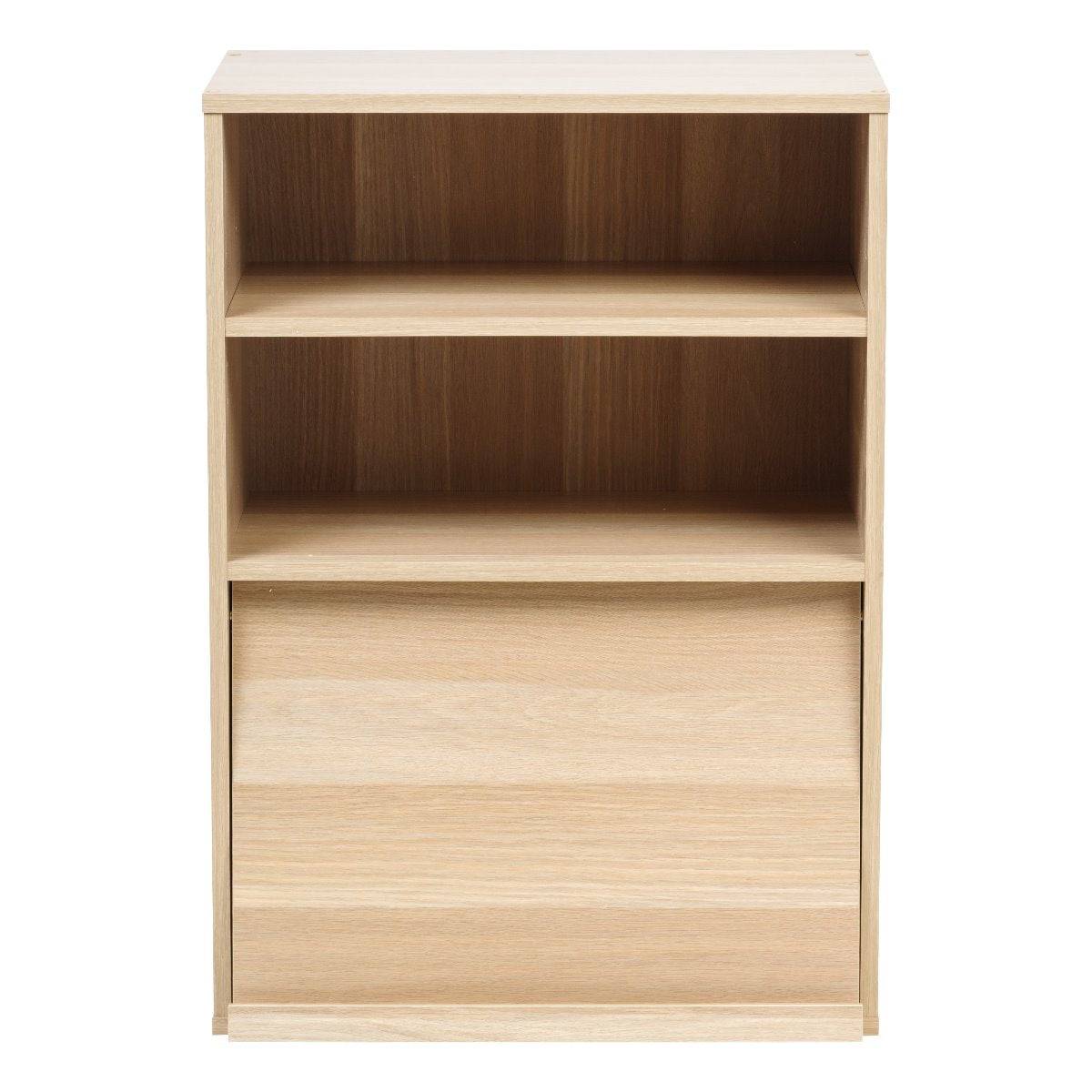 Open Wood Shelf with Pocket Door, Light Brown, Collan Series - Image 2