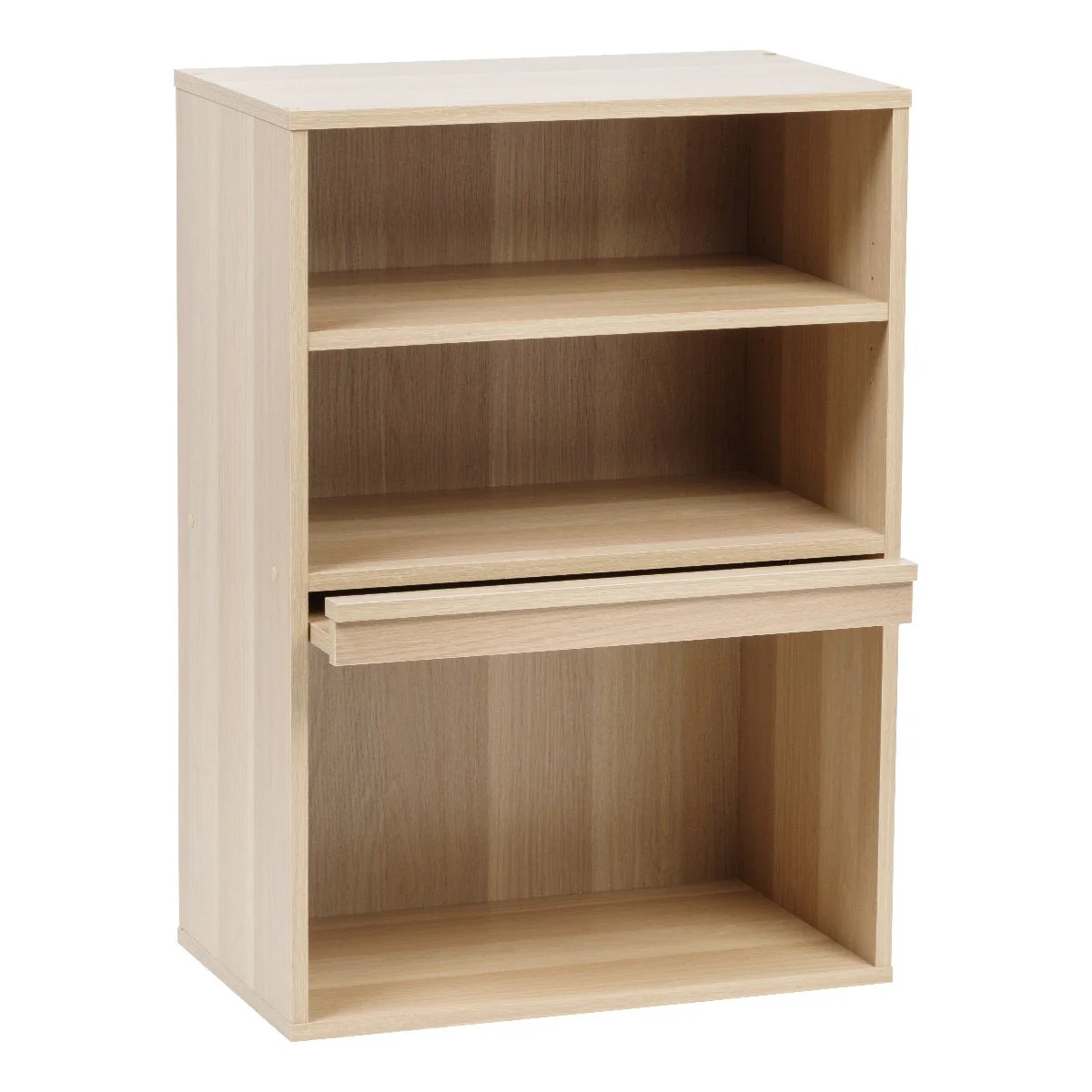 Open Wood Shelf with Pocket Door, Light Brown, Collan Series - Image 3