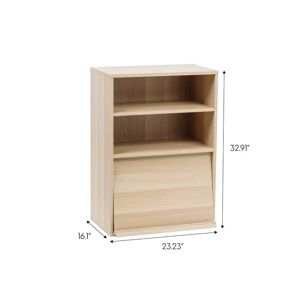 Open Wood Shelf with Pocket Door, Light Brown, Collan Series - Image 5